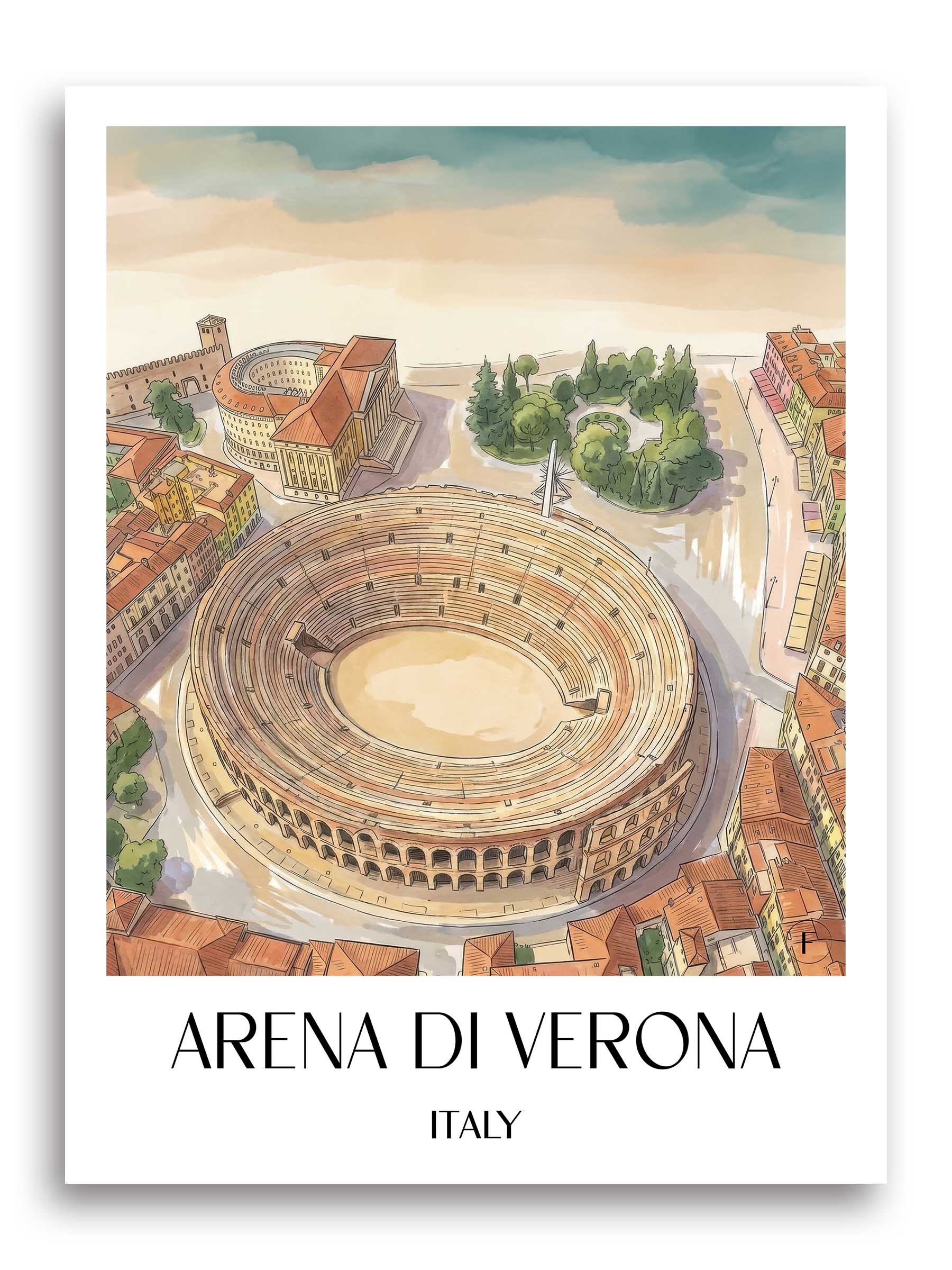 Arena di Verona Poster - Italien - Italien Kunstdruck - Aquarell von A4 bis A1 - favplace
