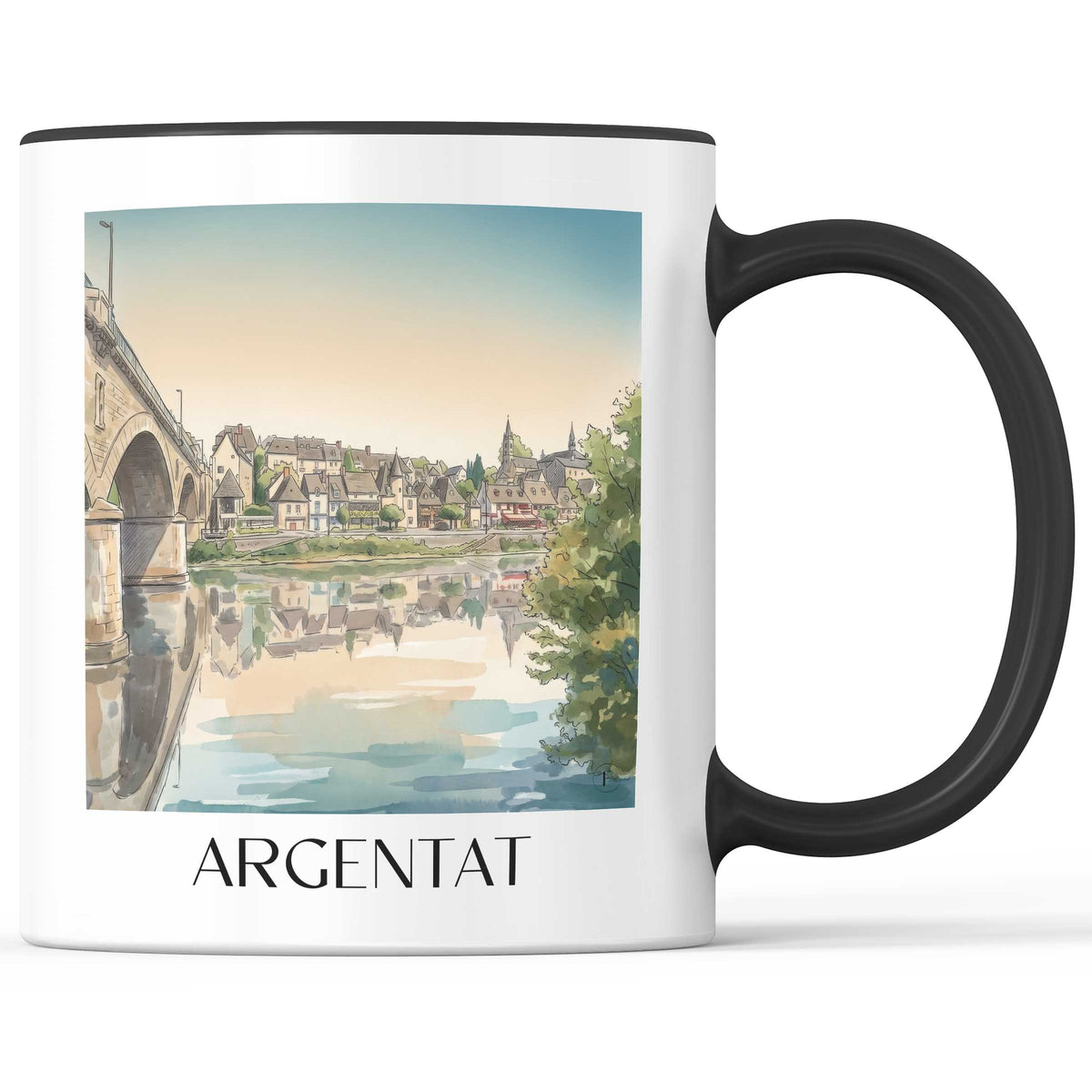 Argentat Kaffeebecher - Corrèze - Frankreich Becher - Kaffeetasse im Aquarell Stil - favplace
