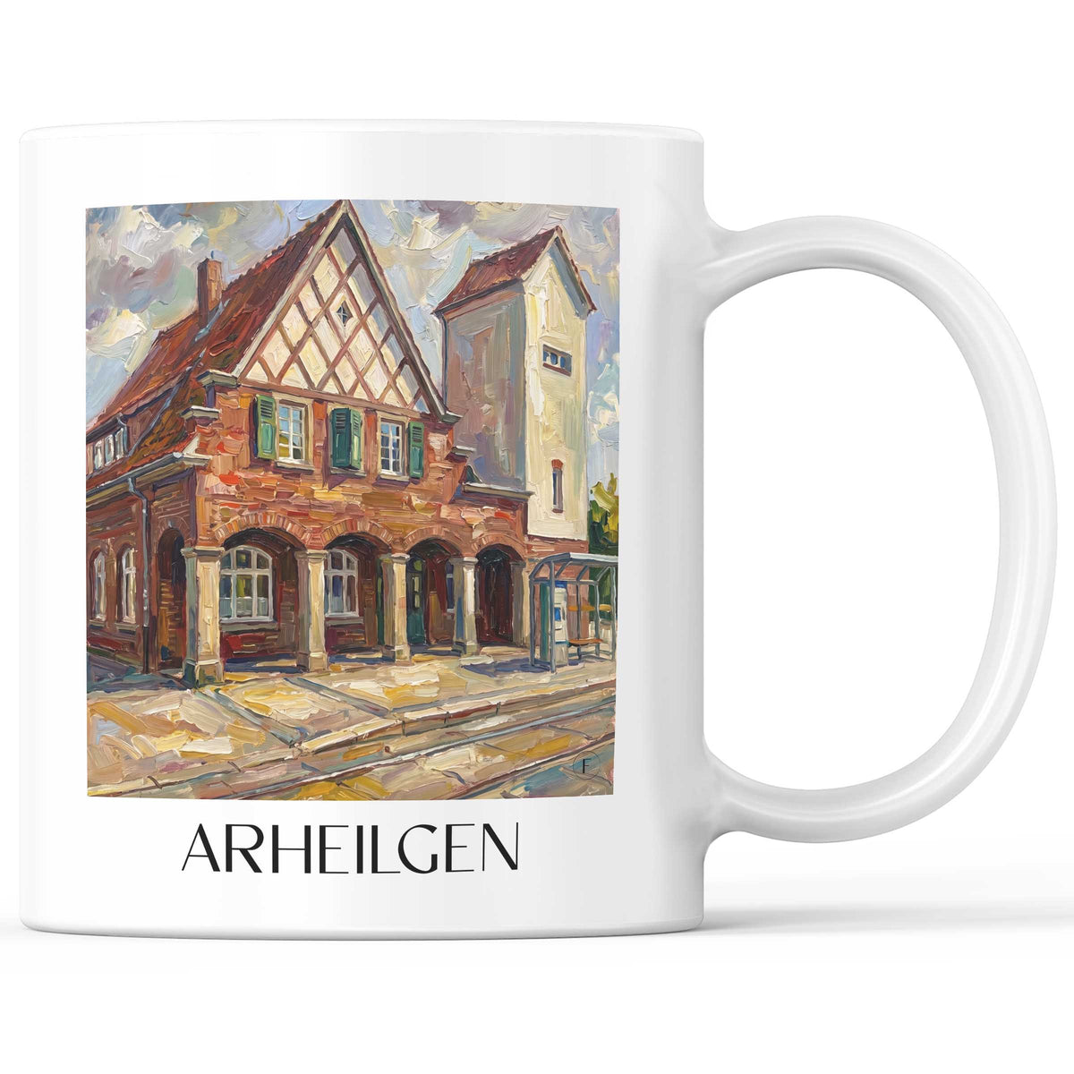 Arheilgen Kaffeebecher - Darmstadt - Deutschland Becher - Kaffeetasse im Ölgemälde Stil