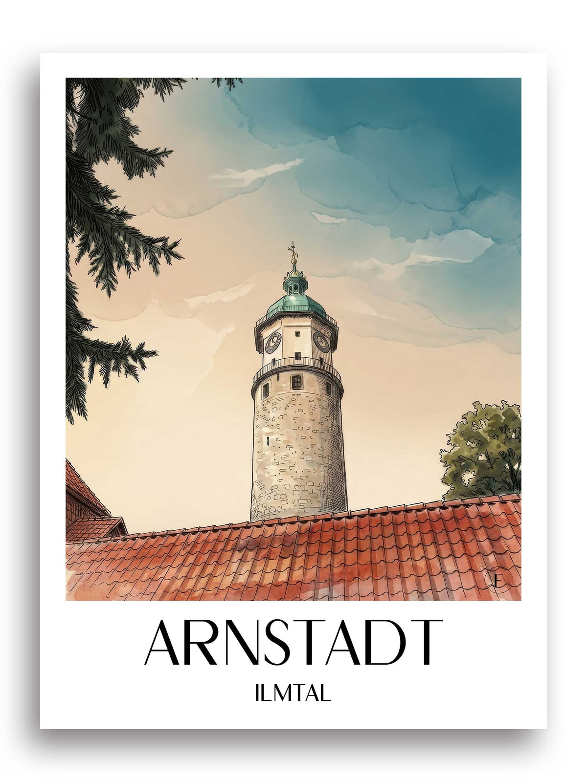 arnstadt-ilmtal-deutschland-poster-aquarell