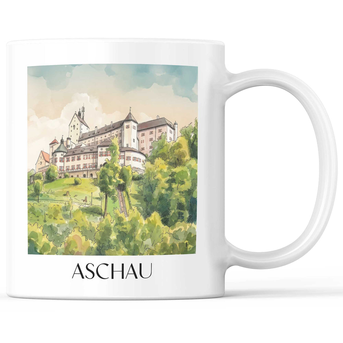 aschau-chiemgau-deutschland-kaffeebecher-aquarell