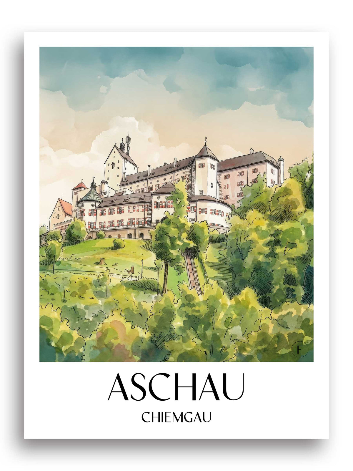 aschau-chiemgau-deutschland-poster-aquarell