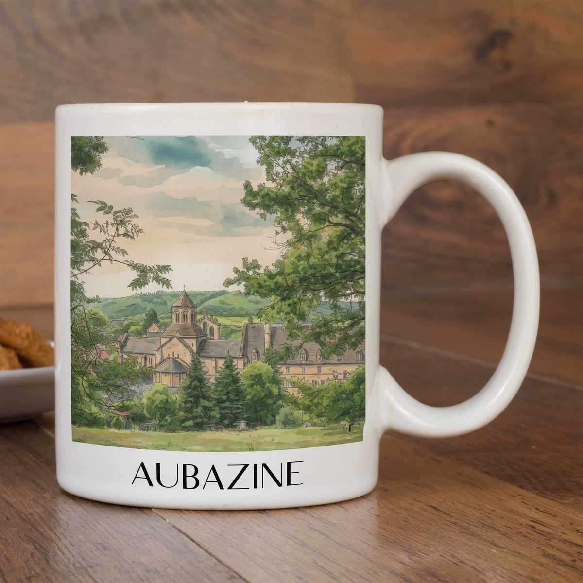 aubazine-corrèze-frankreich-kaffeebecher-aquarell