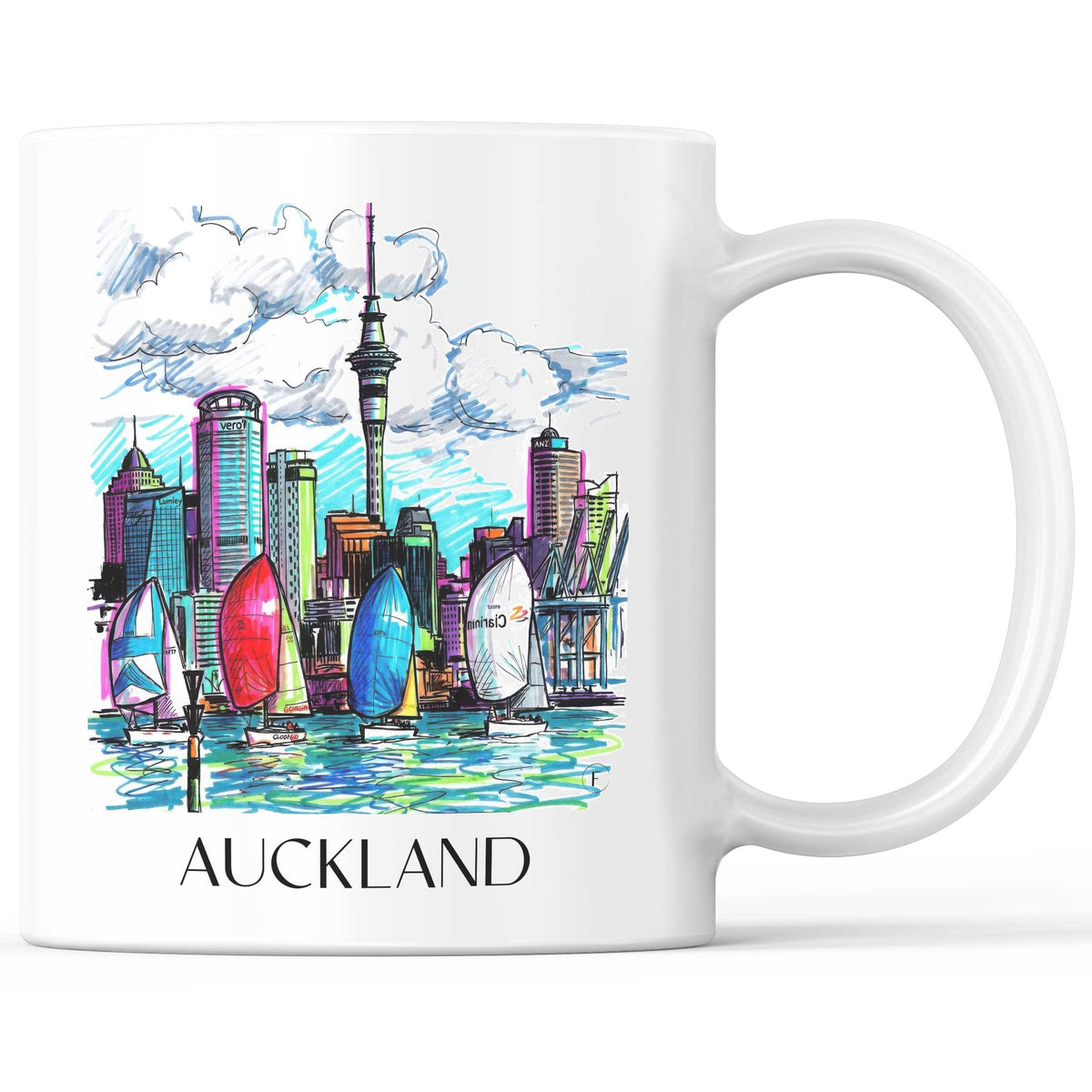 Auckland - Neuseeland Becher - Kaffeetasse im Tag Graffiti Stil - favplace