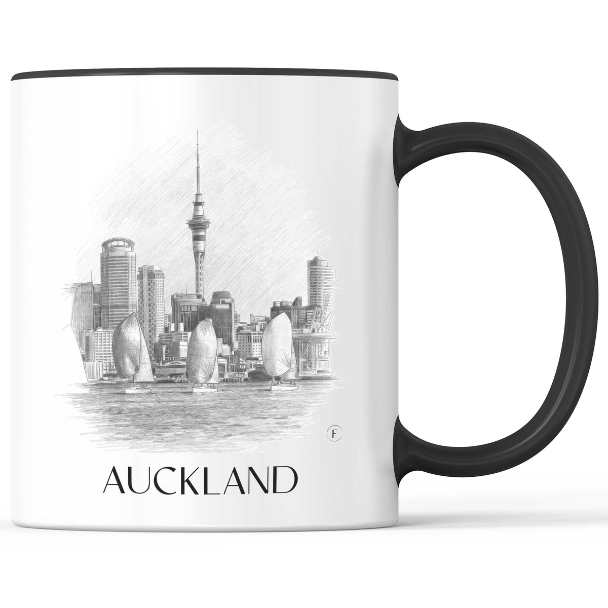 Auckland - Neuseeland Becher - Kaffeetasse im Zeichnung Stil - favplace