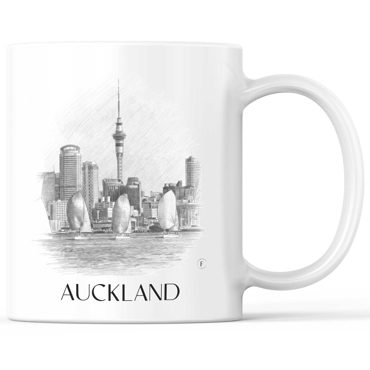 Auckland - Neuseeland Becher - Kaffeetasse im Zeichnung Stil - favplace