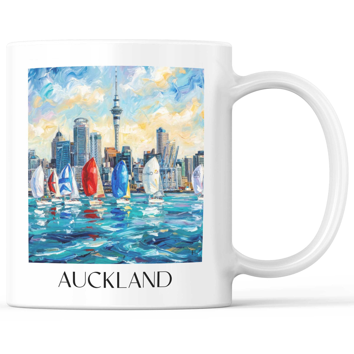 Auckland - Neuseeland Becher - Kaffeetasse im Ölgemälde Stil - favplace