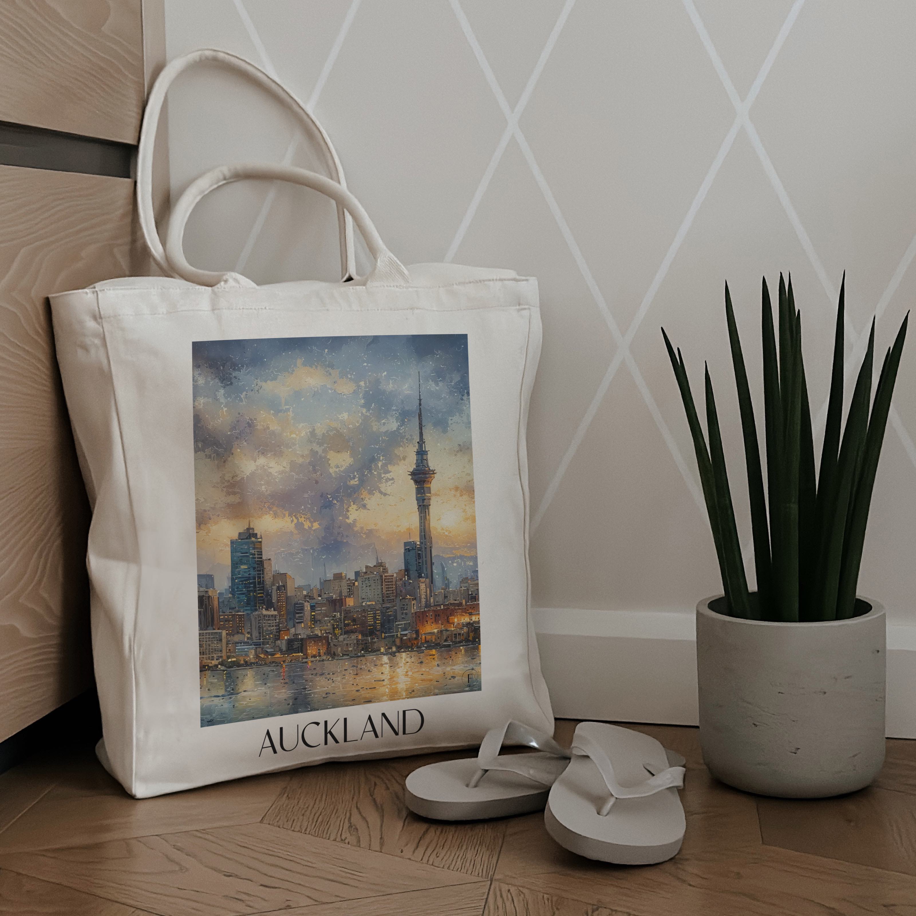 auckland-neuseeland-einkaufstasche-aquarell