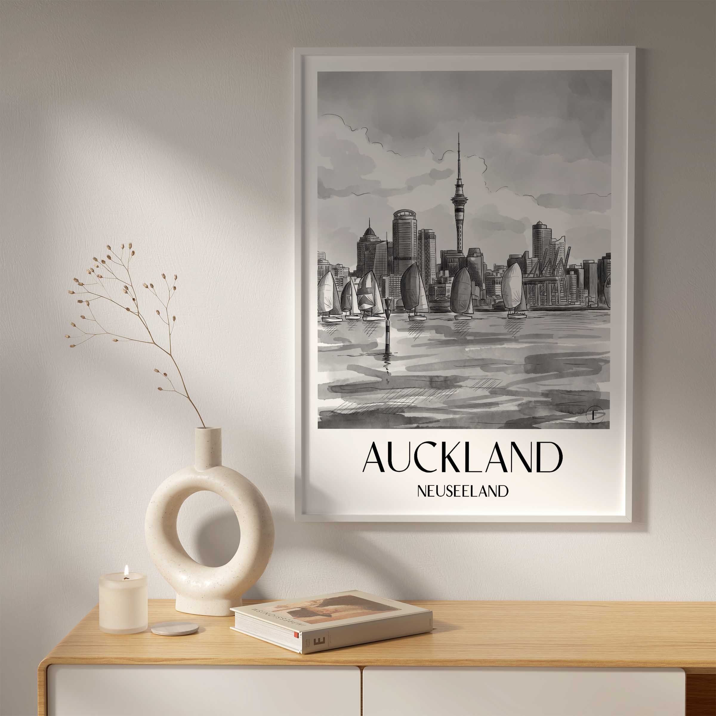 auckland-neuseeland-poster-aquarell-schwarz-weiss