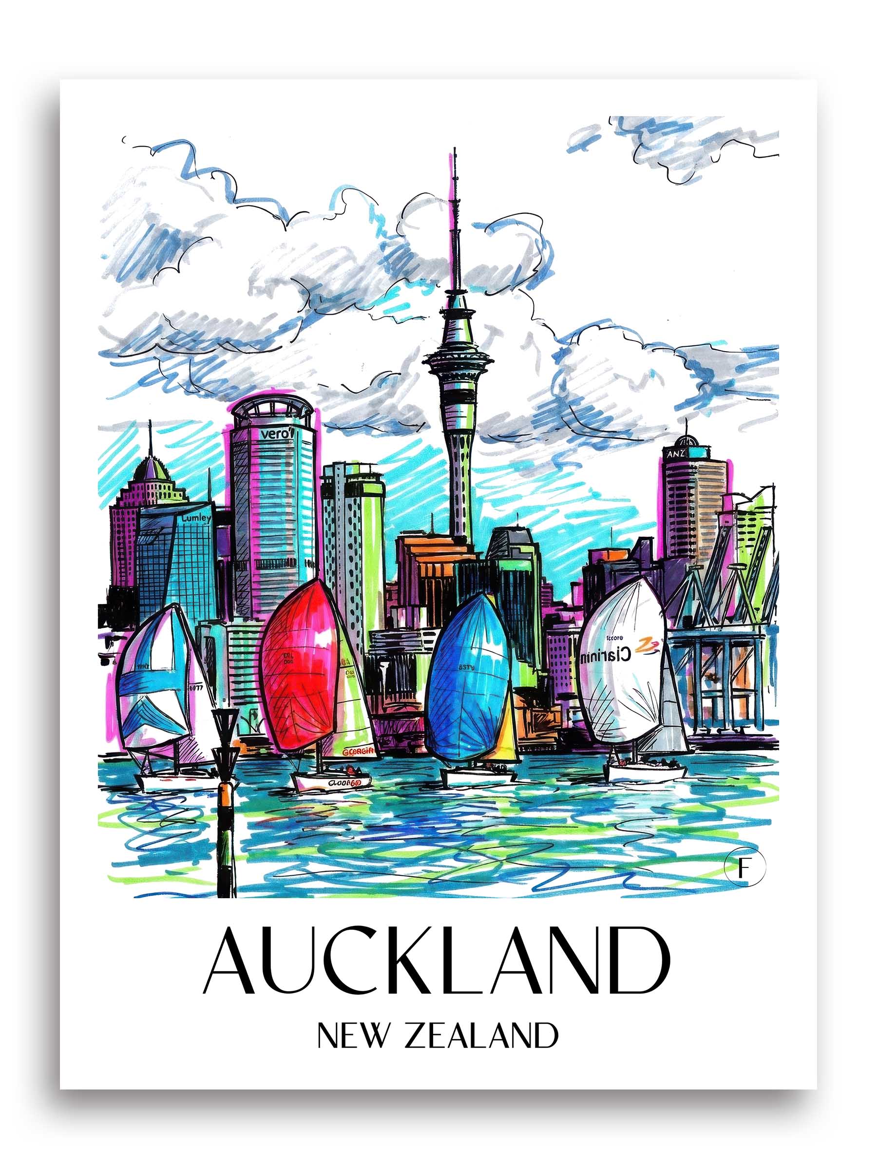 Auckland Poster - - Neuseeland Kunstdruck - Tag Graffiti von A4 bis A1 - favplace