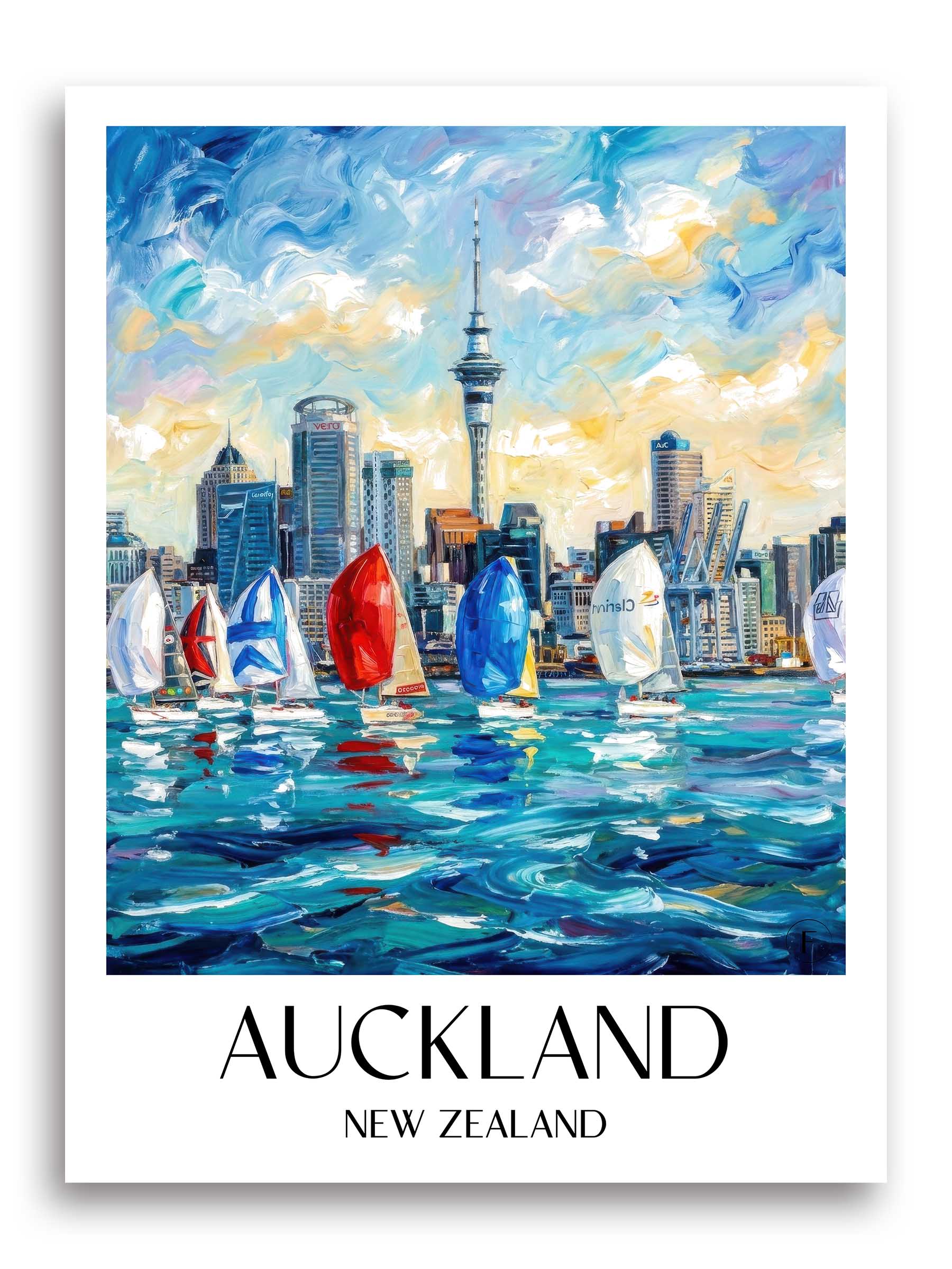 Auckland Poster - - Neuseeland Kunstdruck - Ölgemälde von A4 bis A1 - favplace