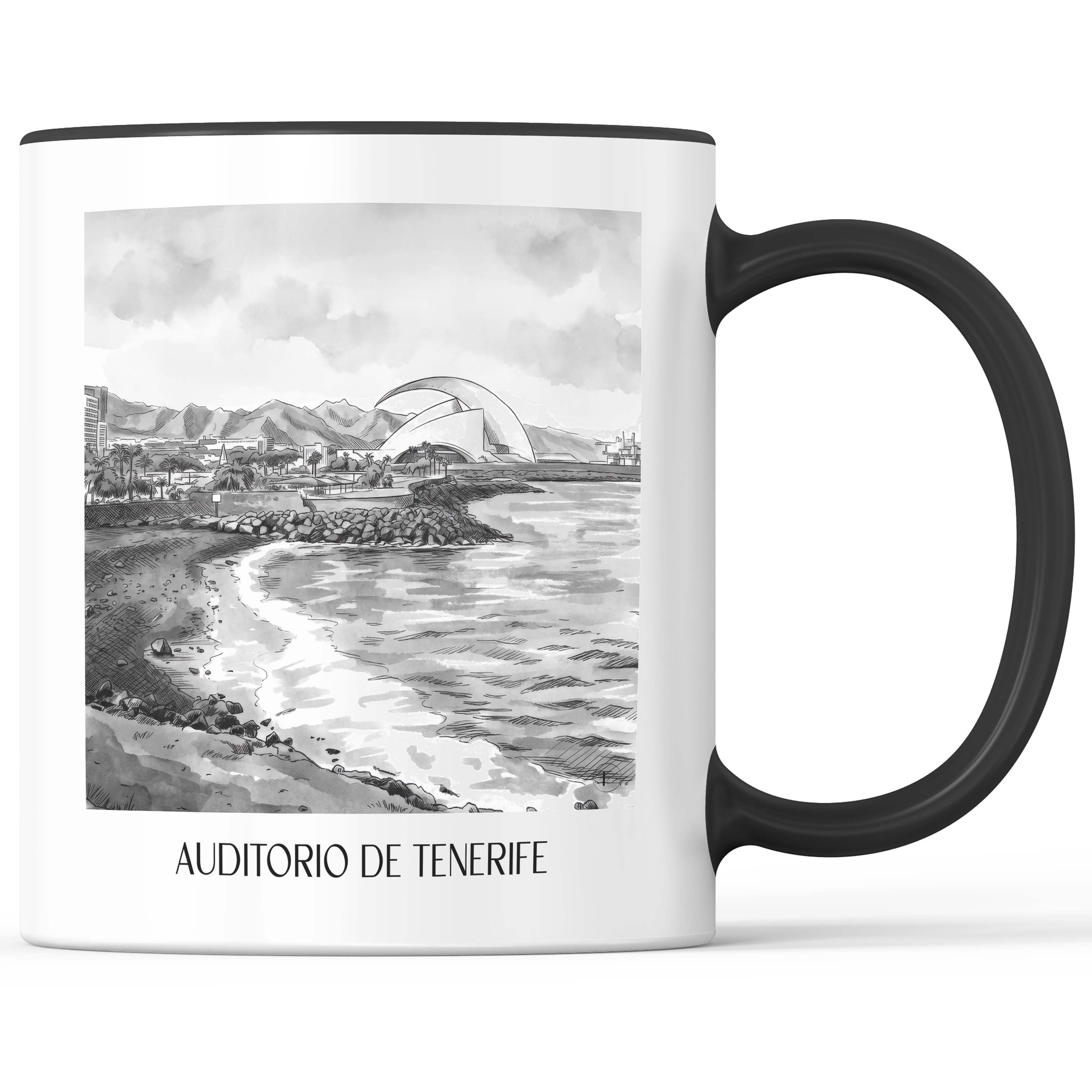 auditorio-de-tenerife-spanien-spanien-kaffeebecher-aquarell-schwarz-weiss