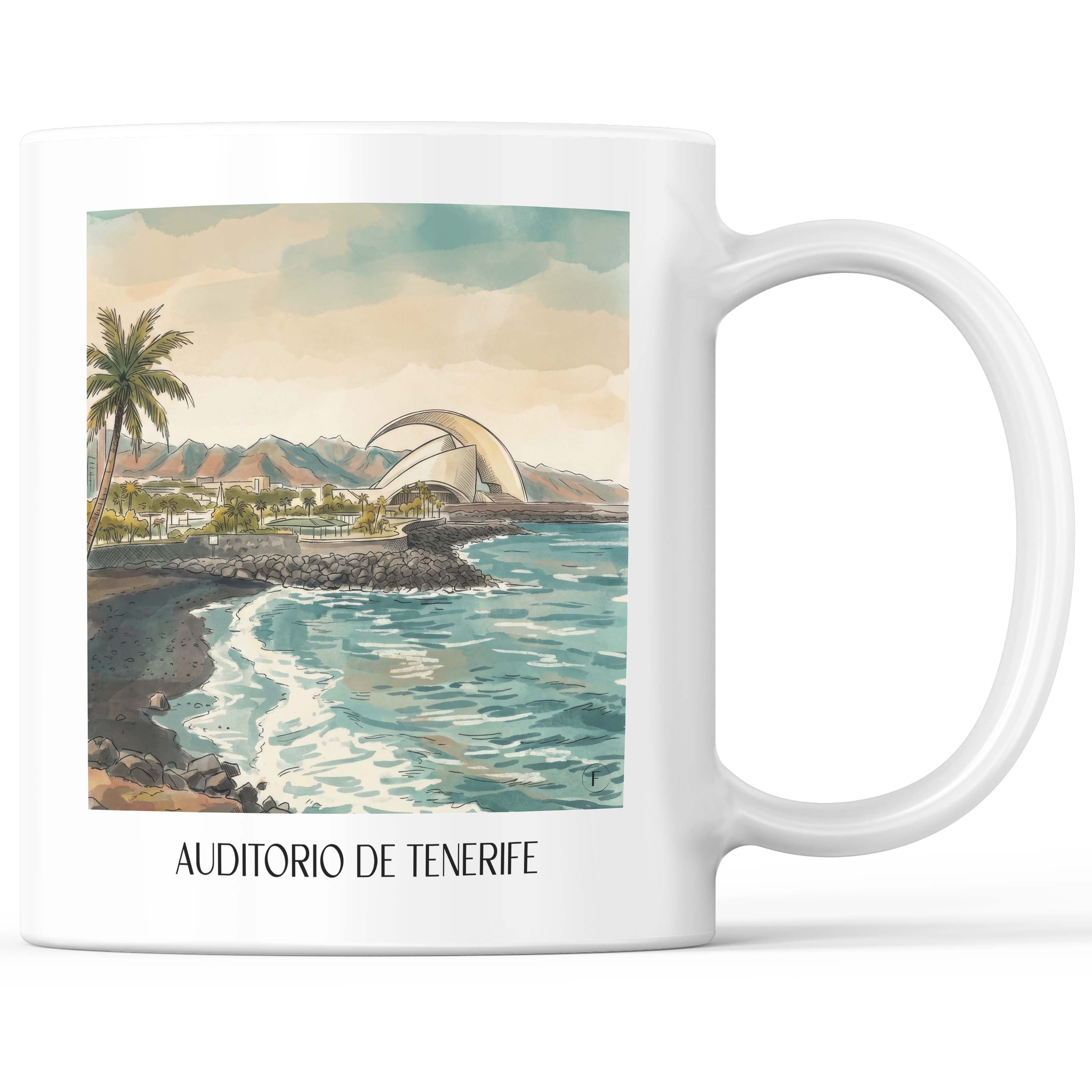 Auditorio de Tenerife Kaffeebecher - Spanien - Spanien Becher - Kaffeetasse im Aquarell Stil - favplace