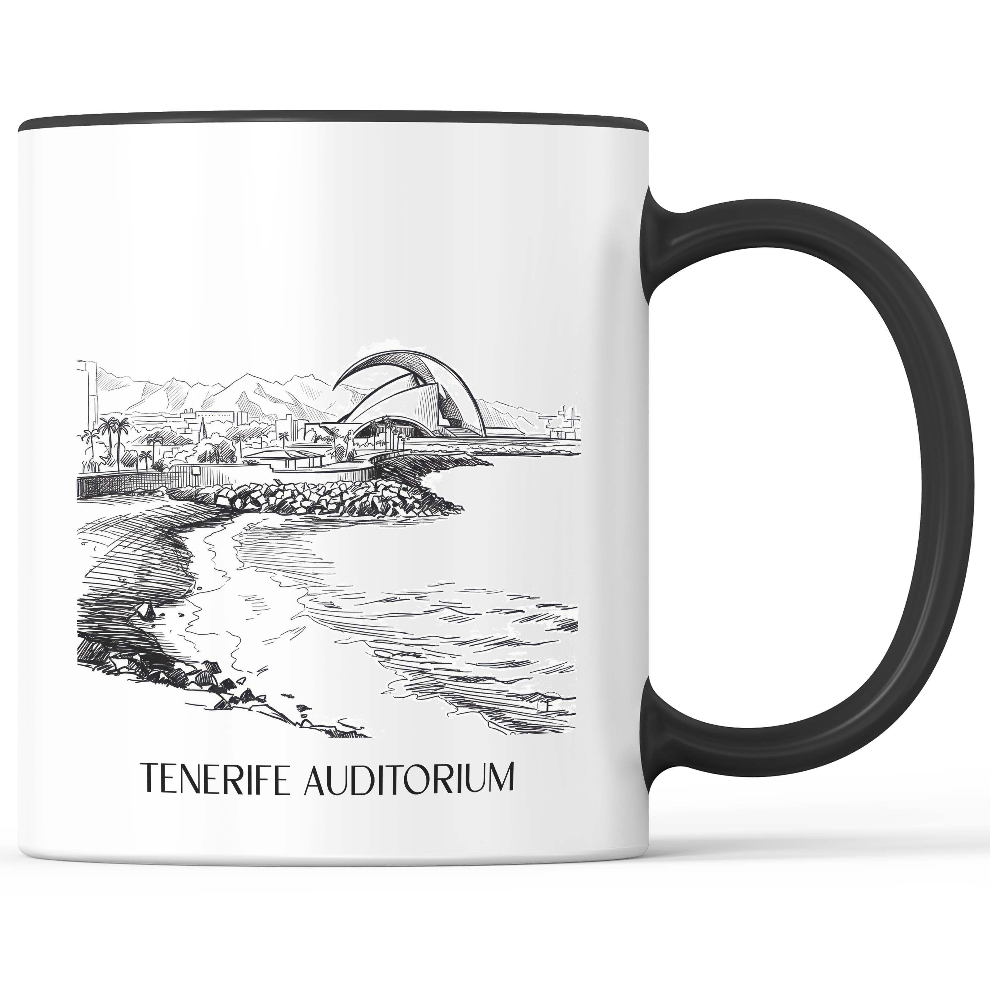 Auditorio de Tenerife Kaffeebecher - Spanien - Spanien Becher - Kaffeetasse im Skizze Stil - favplace