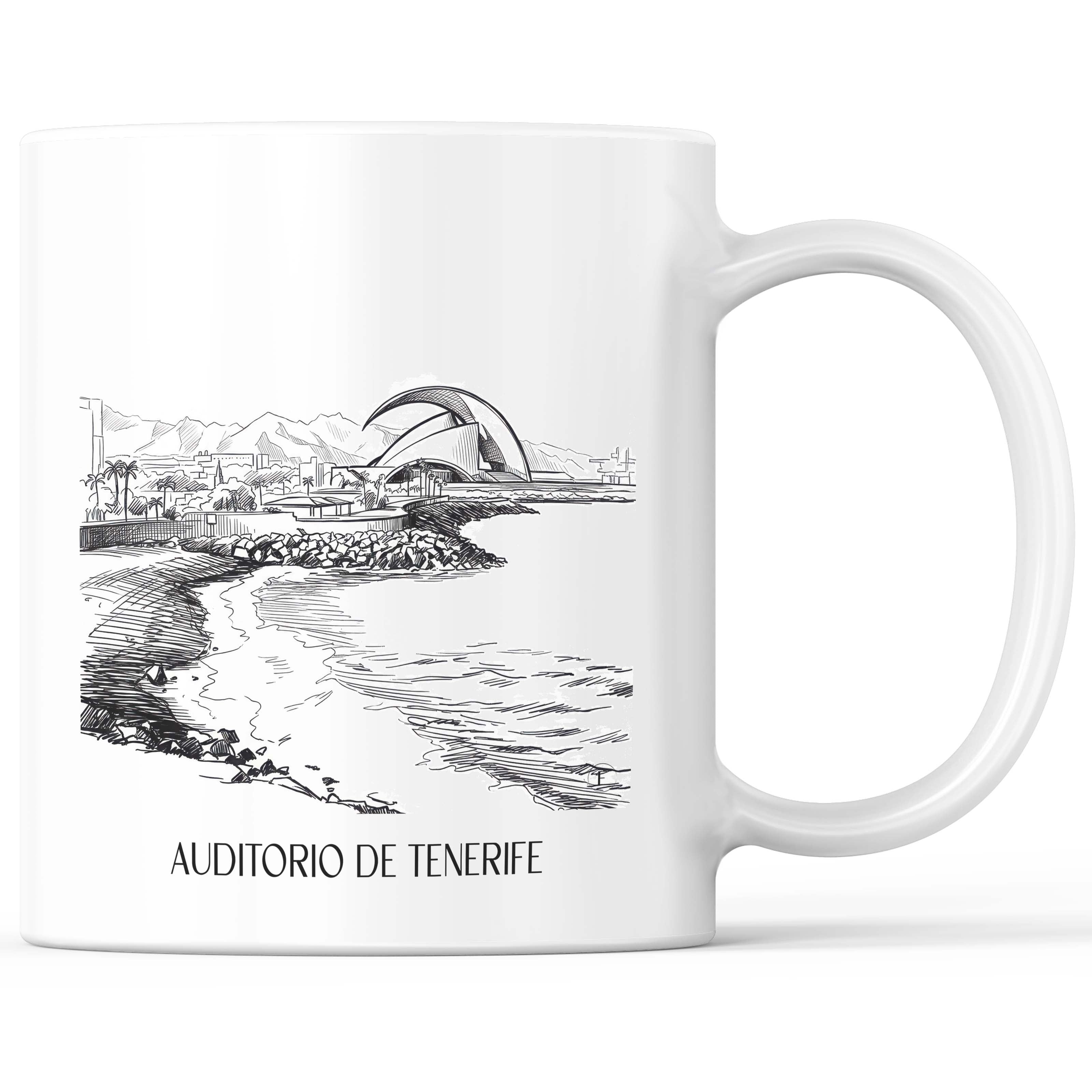 Auditorio de Tenerife Kaffeebecher - Spanien - Spanien Becher - Kaffeetasse im Skizze Stil - favplace