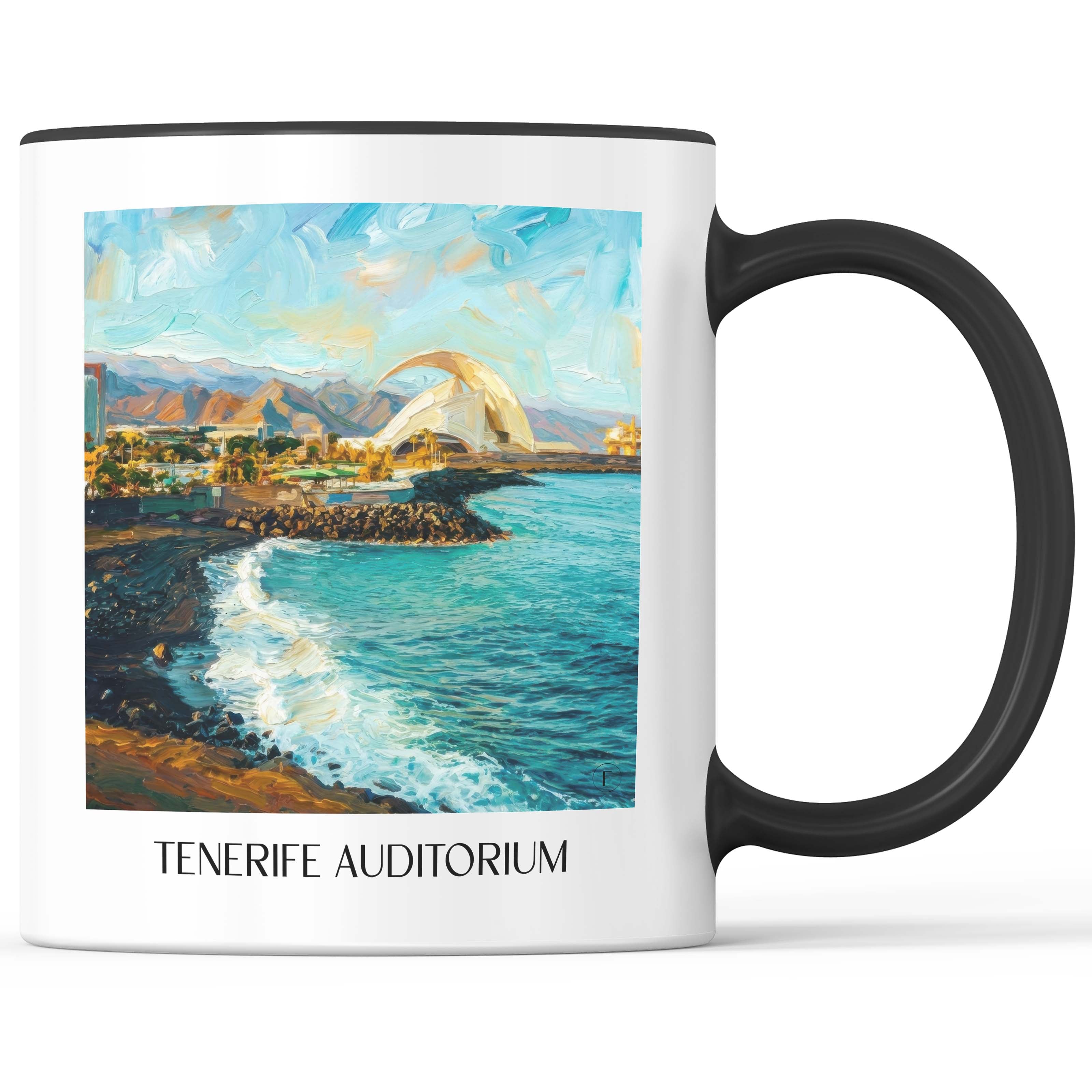 Auditorio de Tenerife Kaffeebecher - Spanien - Spanien Becher - Kaffeetasse im Ölgemälde Stil - favplace