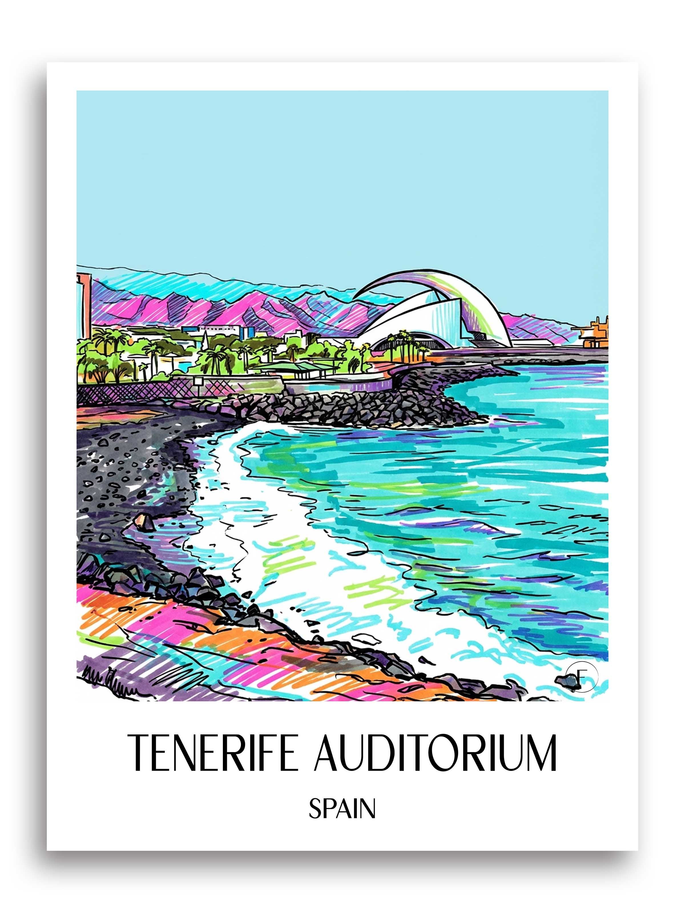 Auditorio de Tenerife Poster - Spanien - Spanien Kunstdruck - Tag Graffiti von A4 bis A1 - favplace