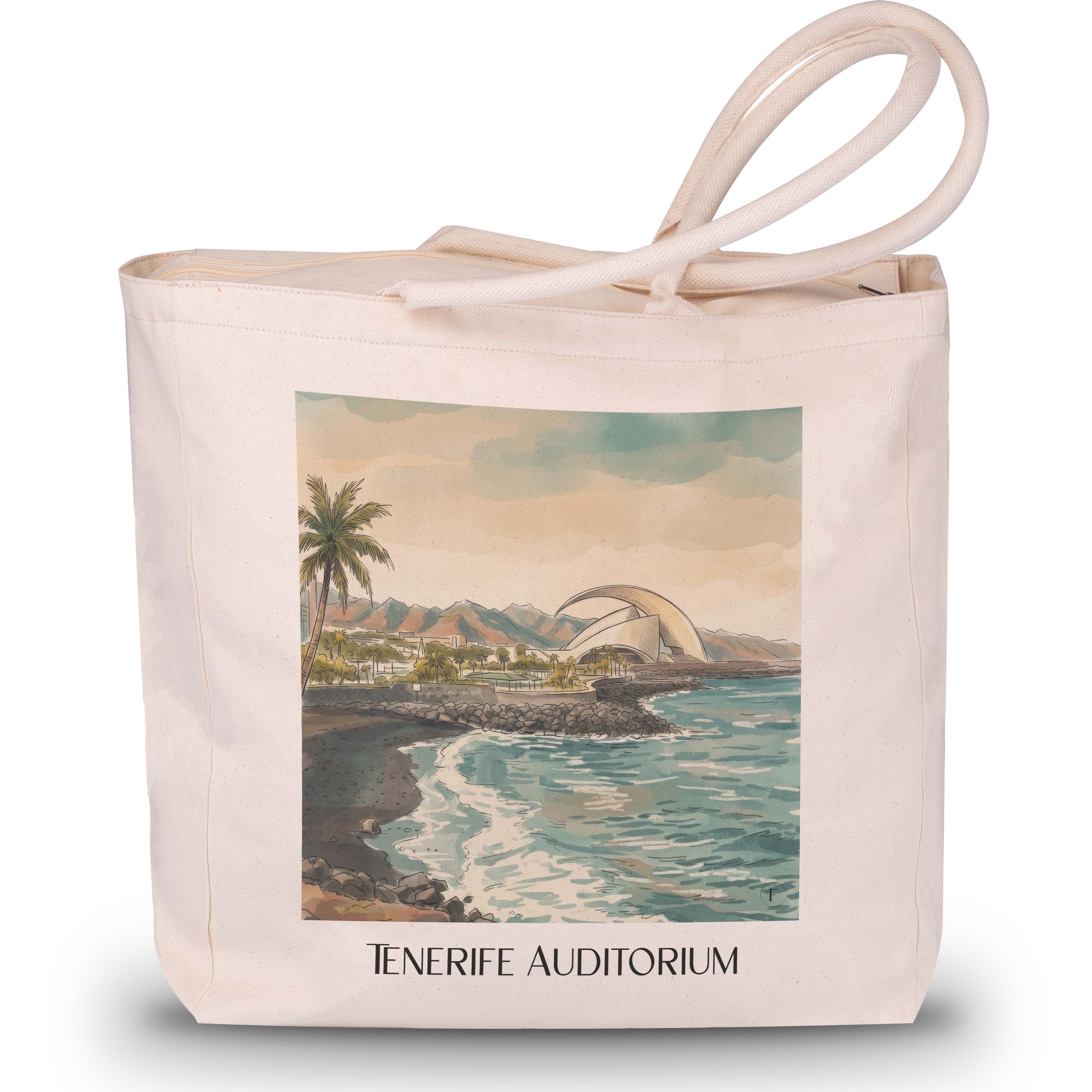 Auditorio de Tenerife Shopping Tasche - Spanien - Spanien Tote Bag - Einkaufstasche im Aquarell Stil - favplace