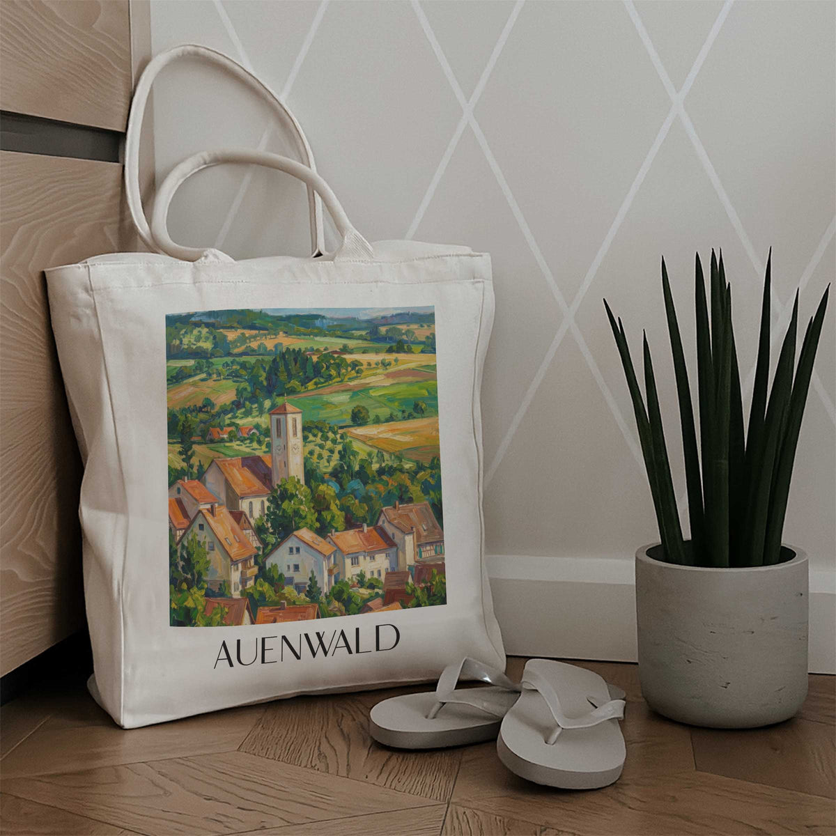 auenwald-baden-württemberg-deutschland-einkaufstasche-oil-painting-oelgemaelde