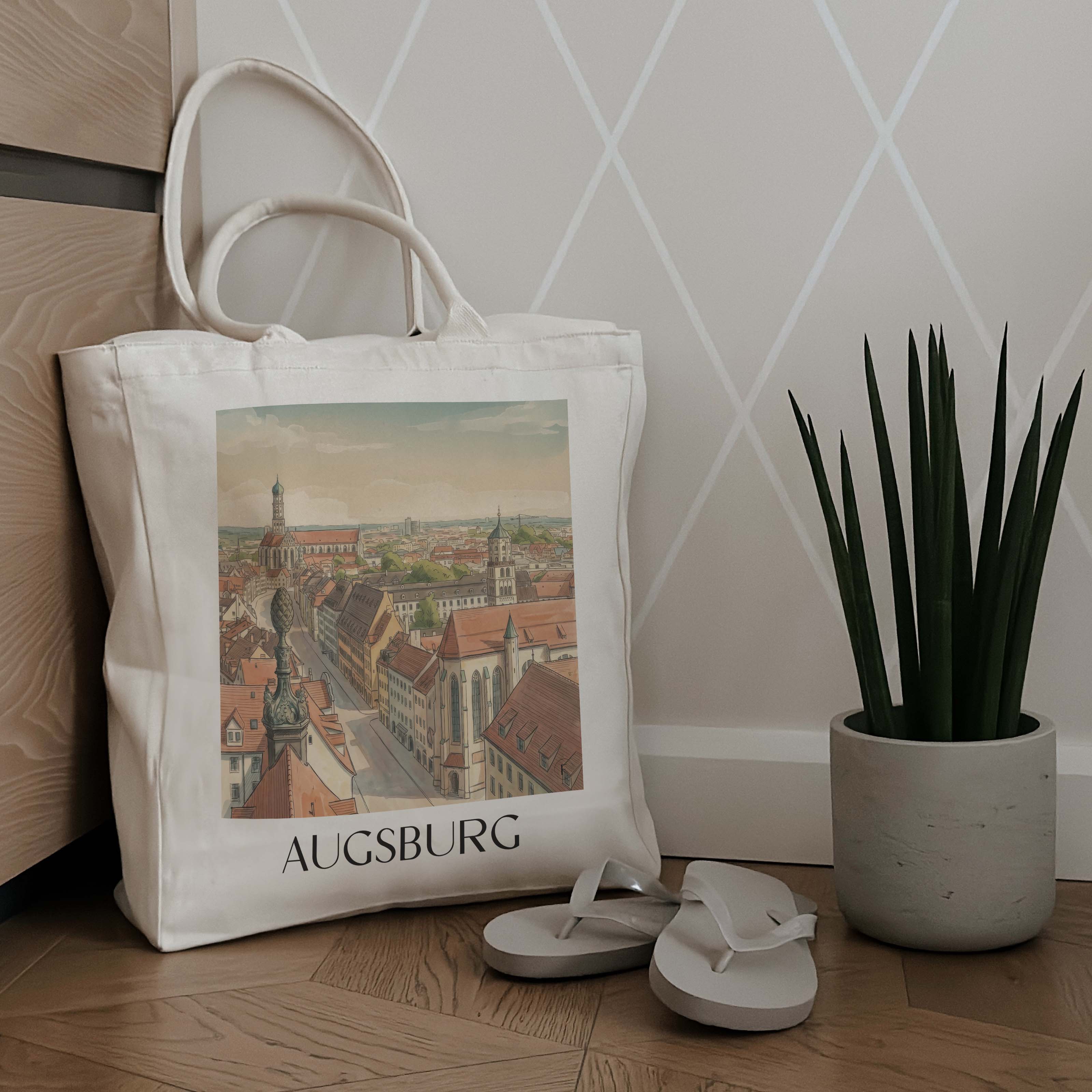 augsburg-deutschland-einkaufstasche-aquarell