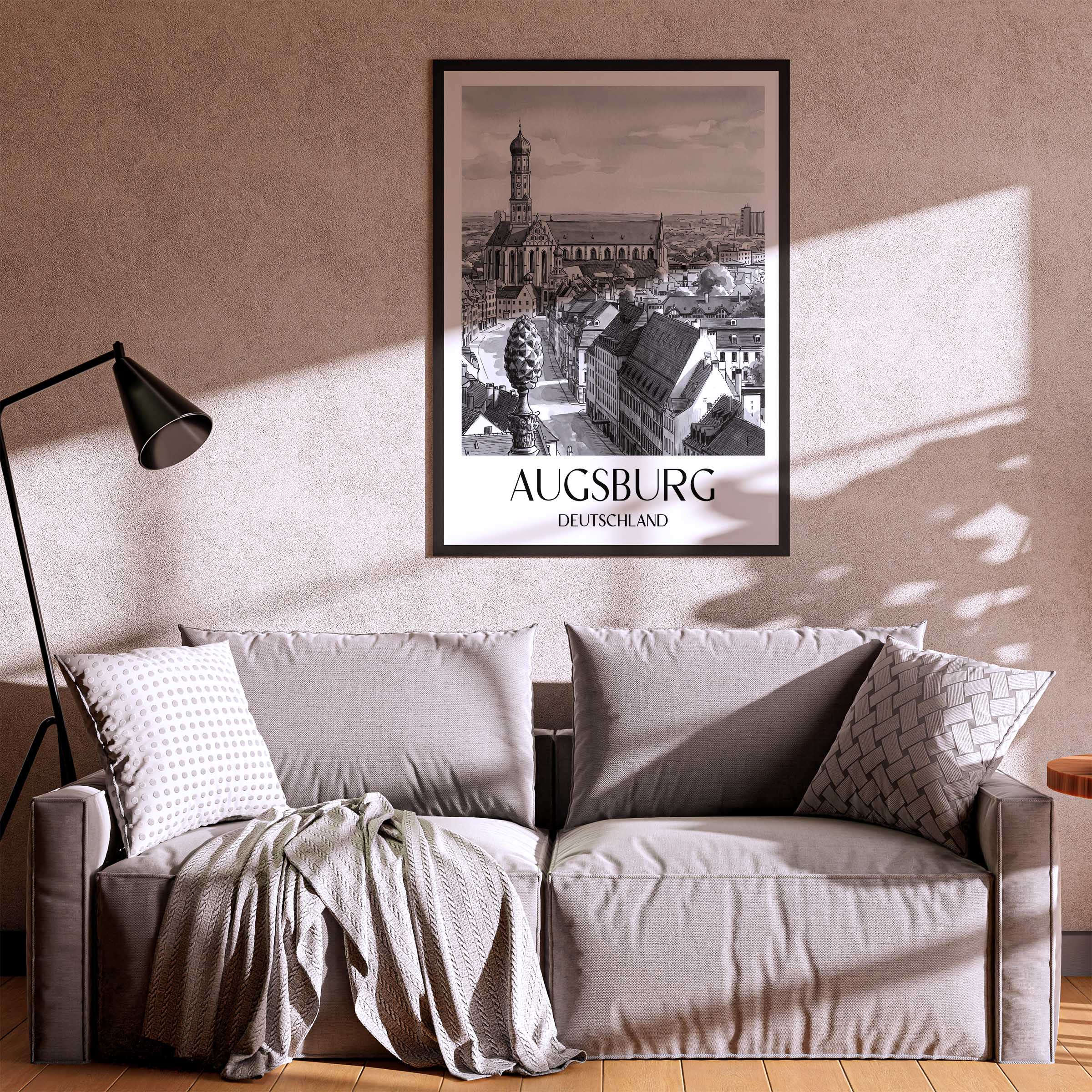 augsburg-deutschland-poster-aquarell-schwarz-weiss