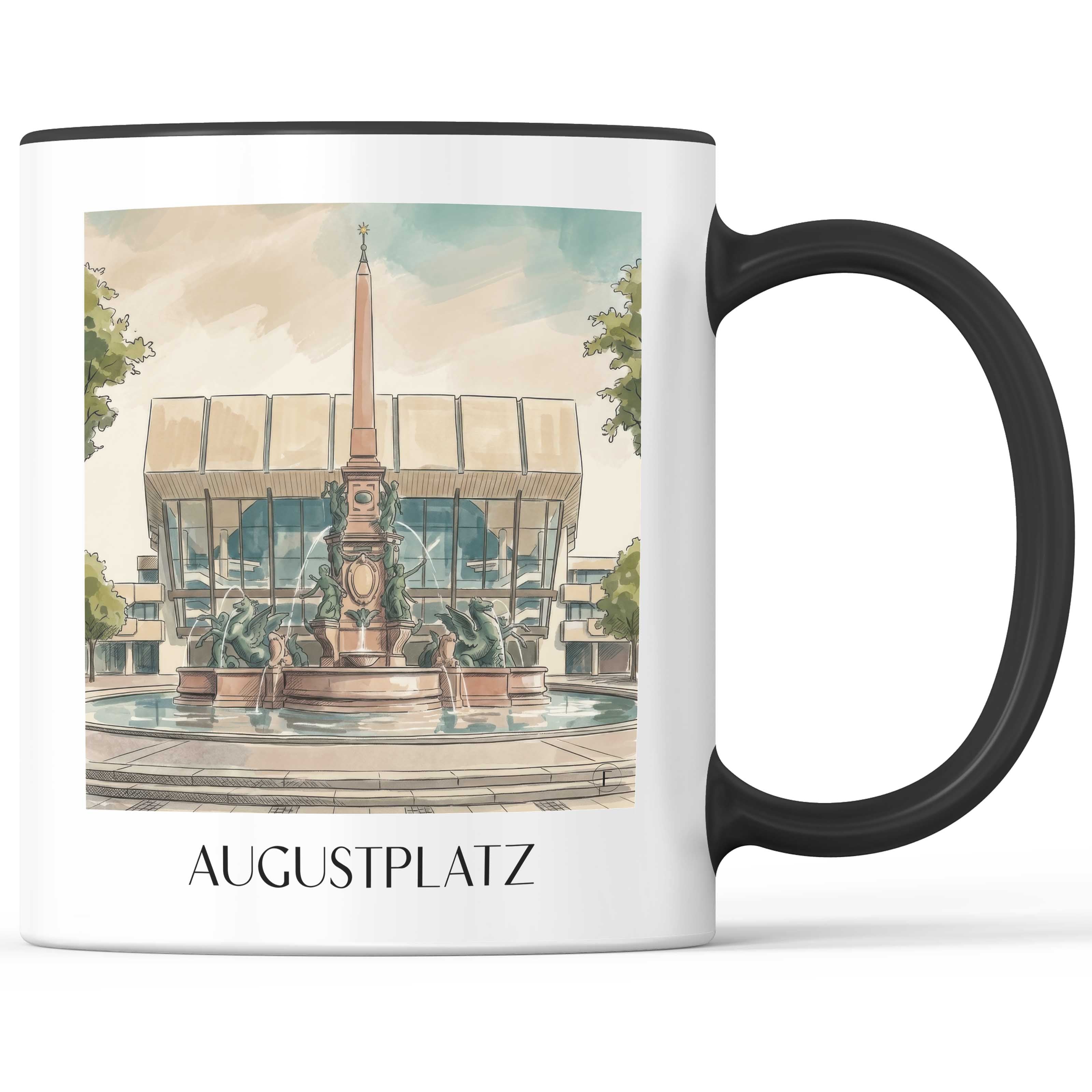 Augustplatz Kaffeebecher - Leipzig - Deutschland Becher - Kaffeetasse im Aquarell Stil - favplace