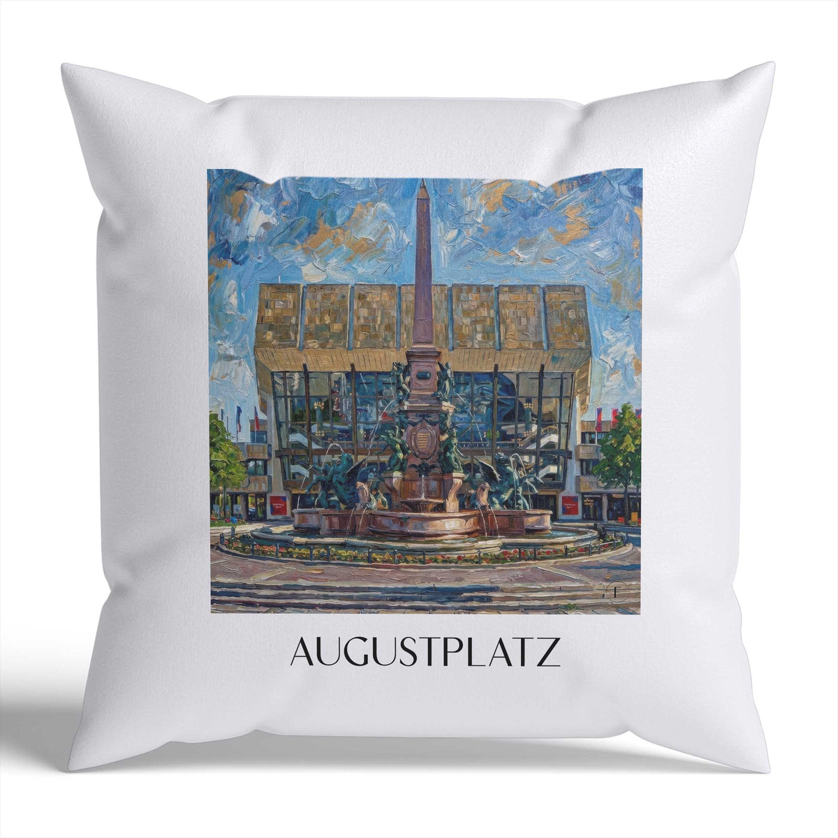Augustplatz Kissenhülle - Zierkissen Bezug - Leipzig - Deutschland Kissen bzw. Kissenbezug im Ölgemälde Stil - favplace