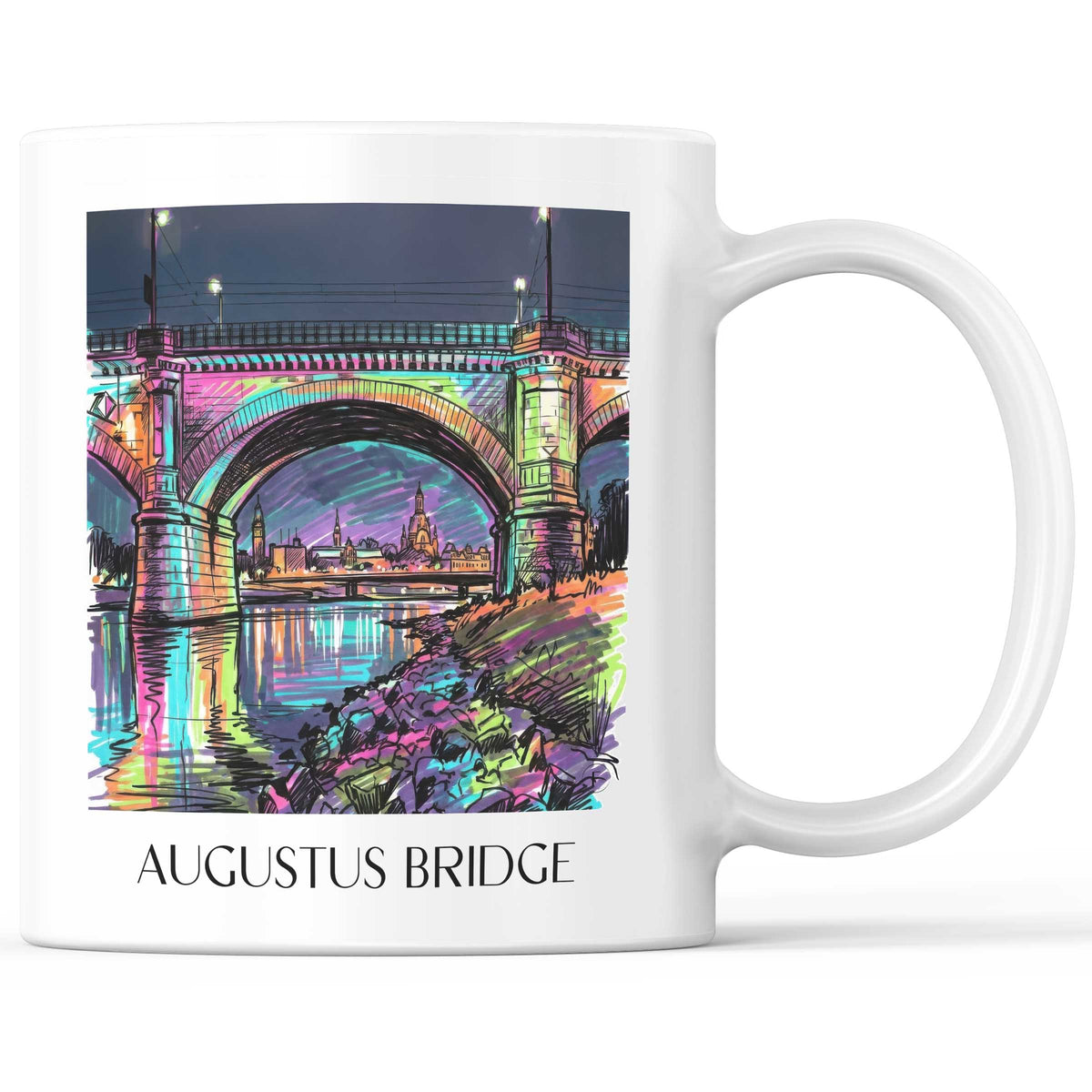 Augustusbrücke Kaffeebecher - Dresden - Deutschland Becher - Kaffeetasse im Tag Graffiti Stil - favplace