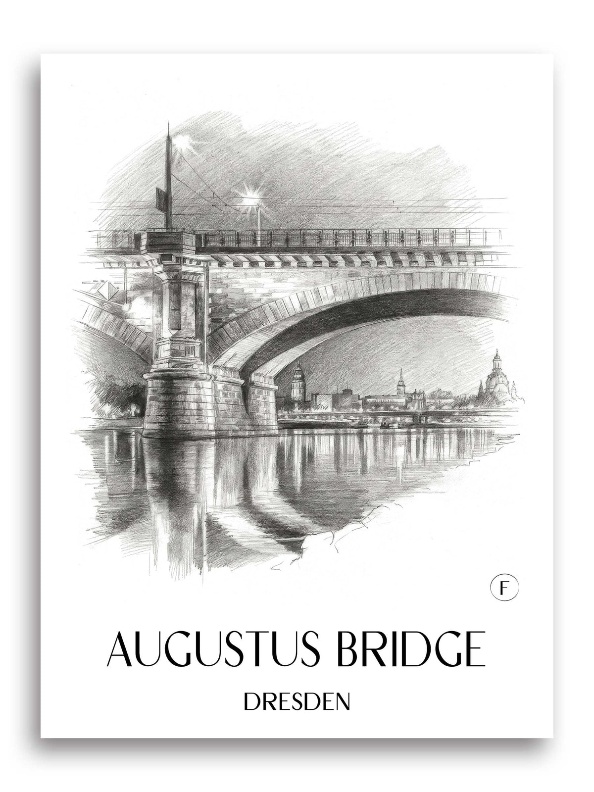 Augustusbrücke Poster - Dresden - Deutschland Kunstdruck - Zeichnung von A4 bis A1 - favplace