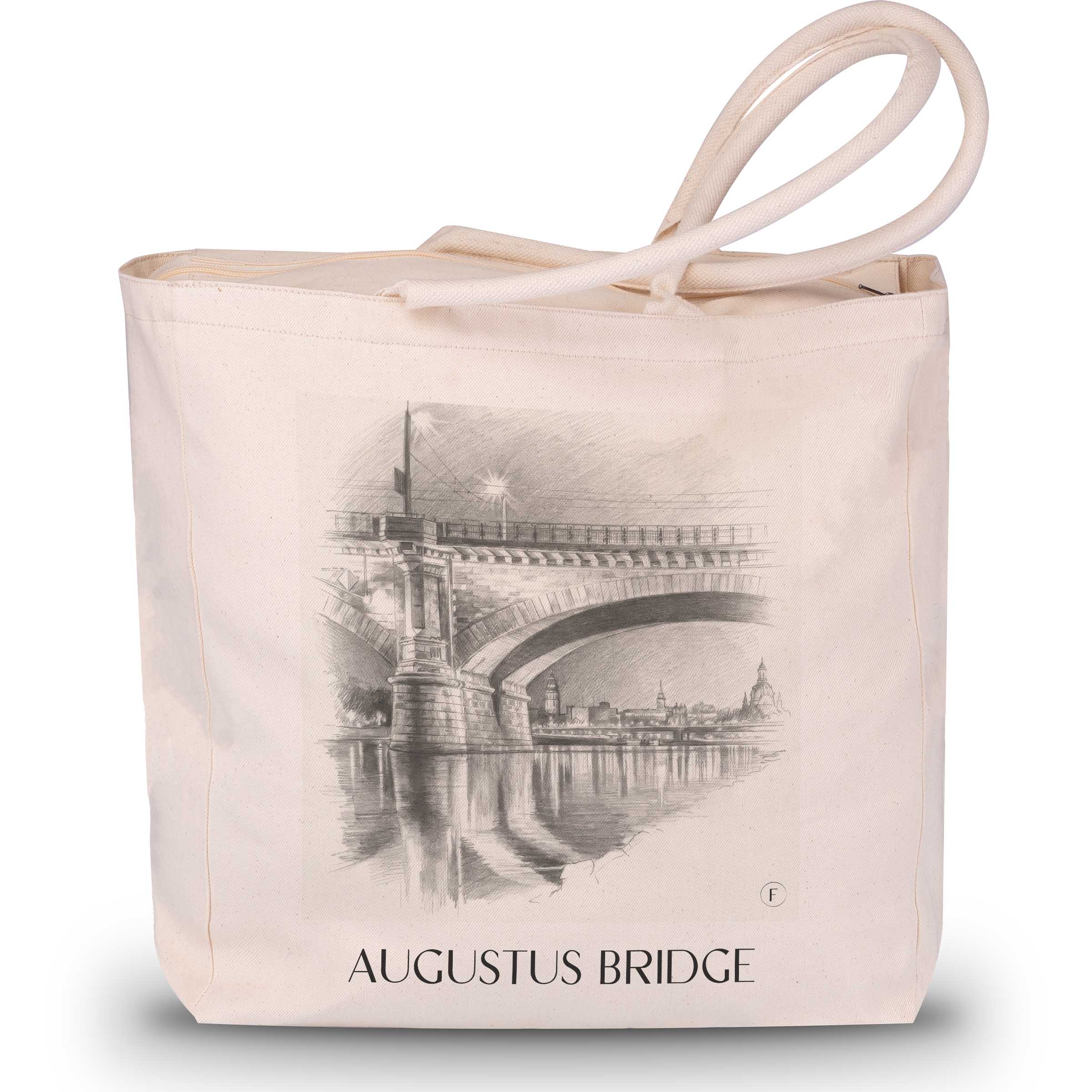 Augustusbrücke Shopping Tasche - Dresden - Deutschland Tote Bag - Einkaufstasche im Zeichnung Stil