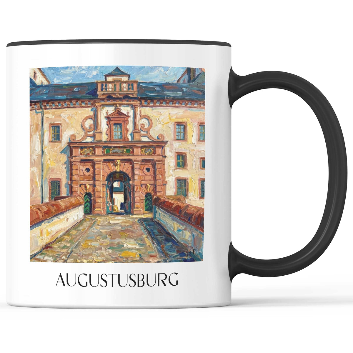 Augustusburg Kaffeebecher - Erzgebirge - Deutschland Becher - Kaffeetasse im Ölgemälde Stil - favplace