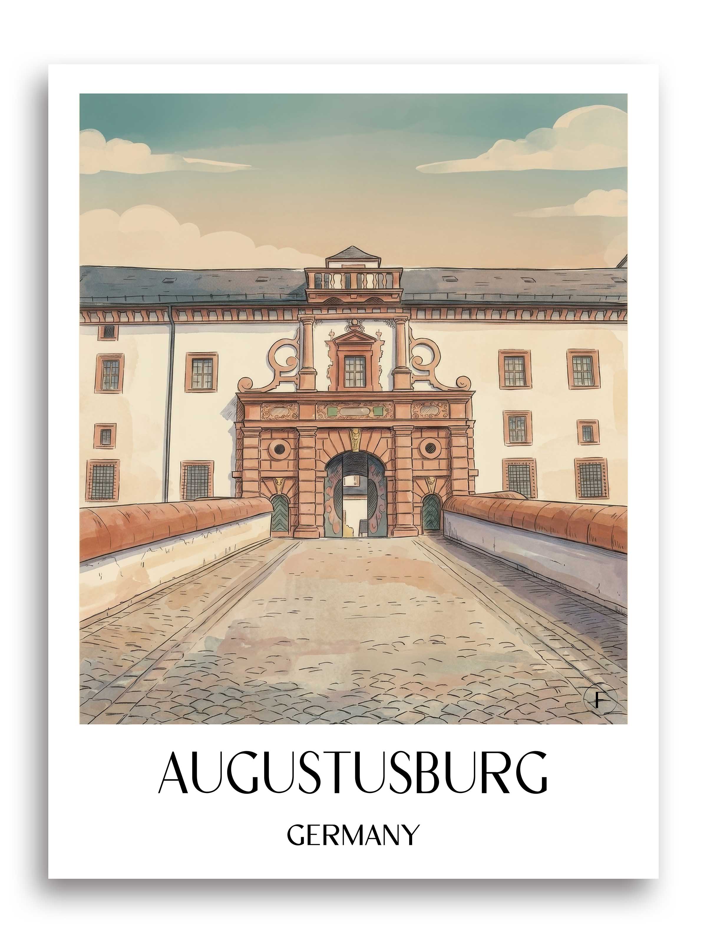 Augustusburg Poster - Erzgebirge - Deutschland Kunstdruck - Aquarell von A4 bis A1 - favplace