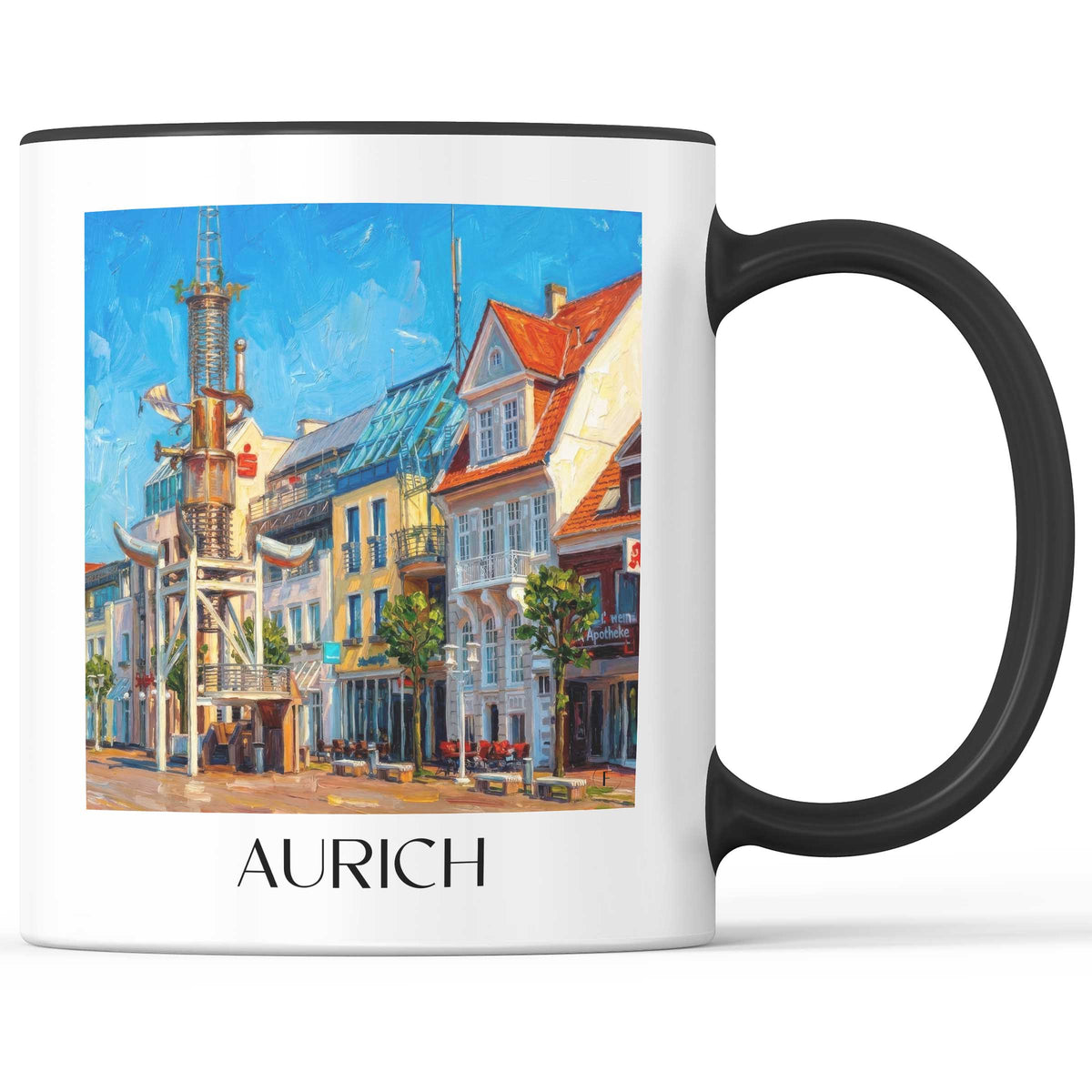 Aurich Kaffeebecher - Friesland - Deutschland Becher - Kaffeetasse im Ölgemälde Stil - favplace
