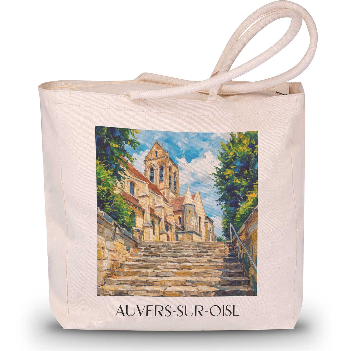 Auvers-sur-Oise Shopping Tasche - Vallée de l’Oise - Frankreich Tote Bag - Einkaufstasche im Ölgemälde Stil - favplace