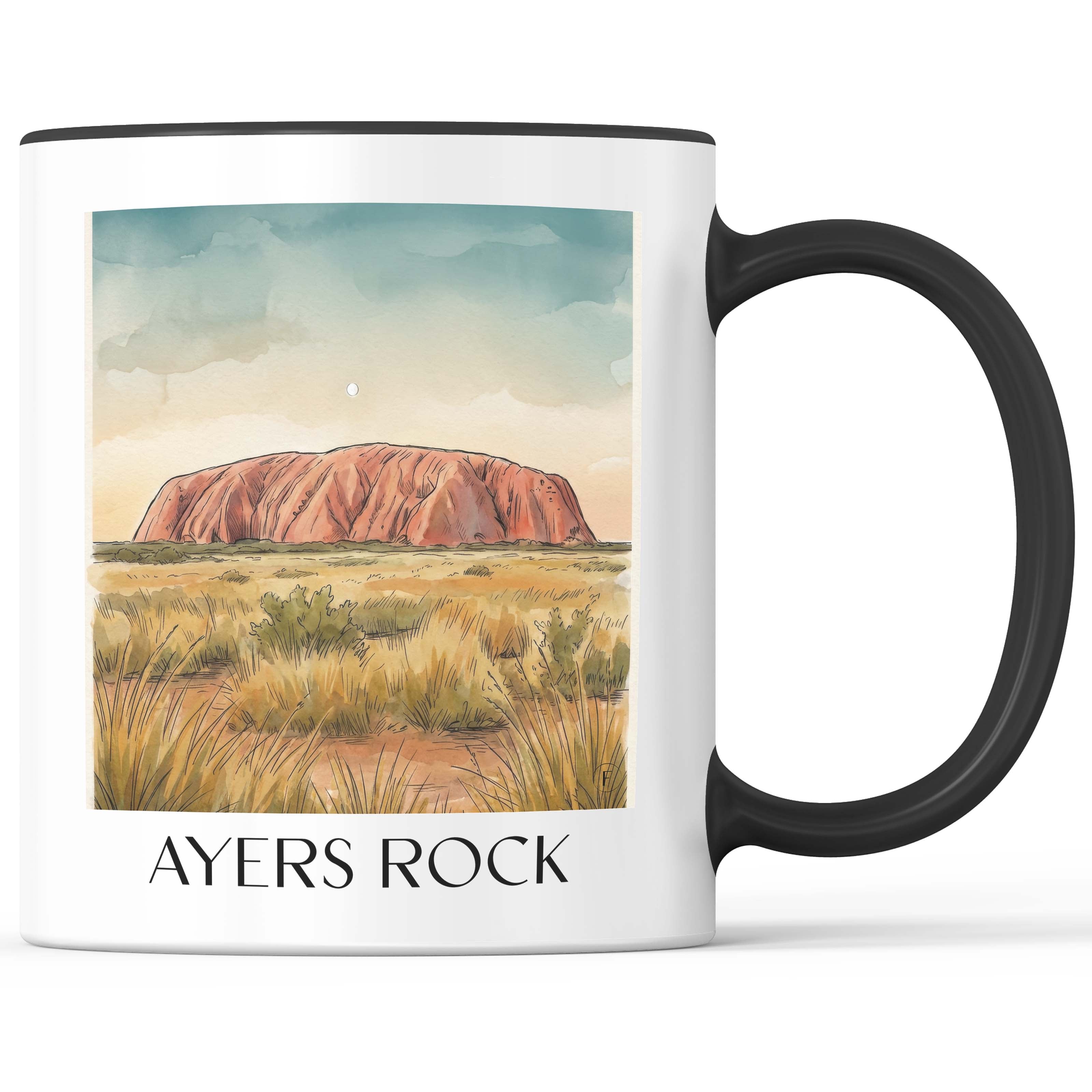 Ayers Rock - Australien Becher - Kaffeetasse im Aquarell Stil - favplace