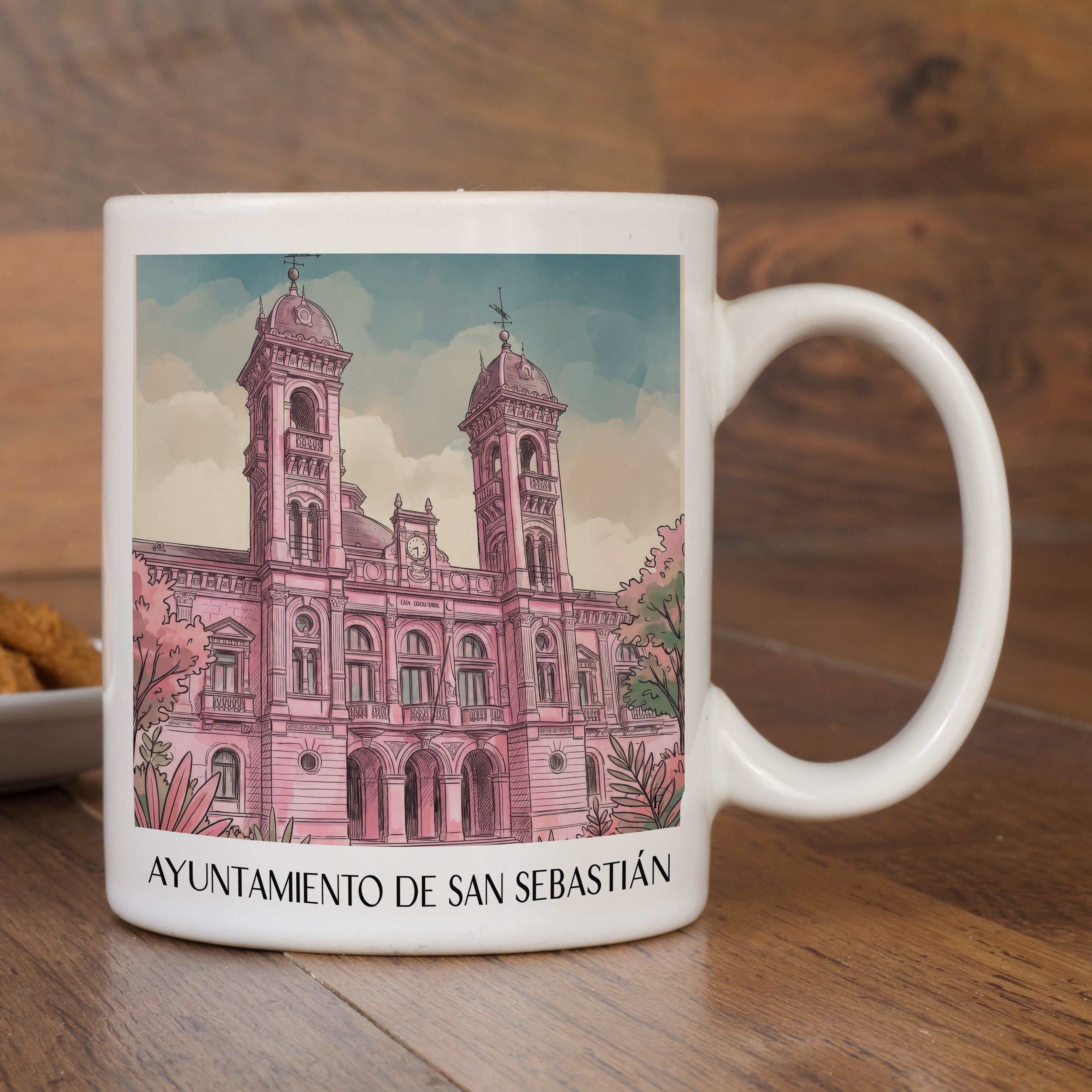 ayuntamiento-de-san-sebastián-spanien-spanien-kaffeebecher-aquarell-pink-rosa