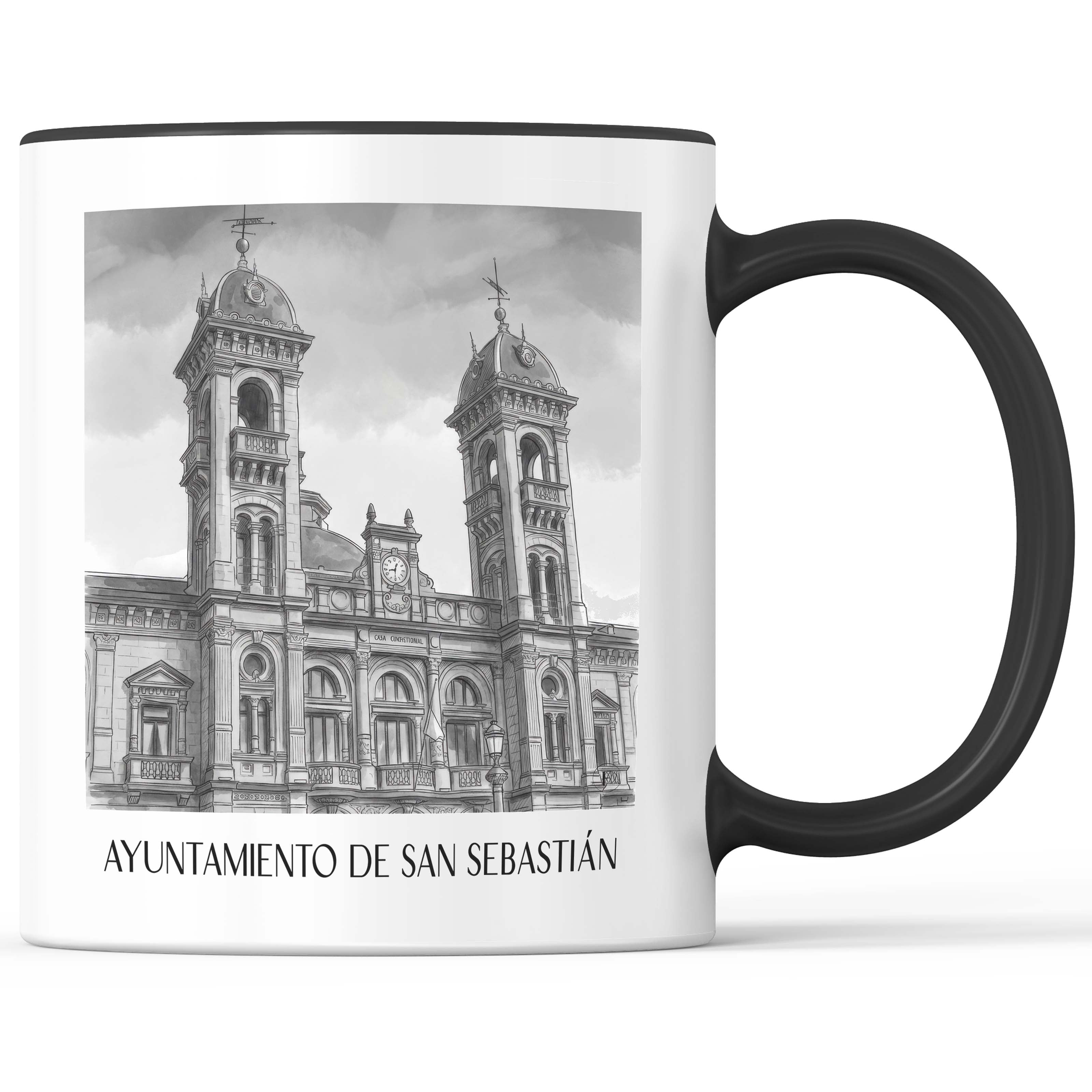 ayuntamiento-de-san-sebastián-spanien-spanien-kaffeebecher-aquarell-schwarz-weiss