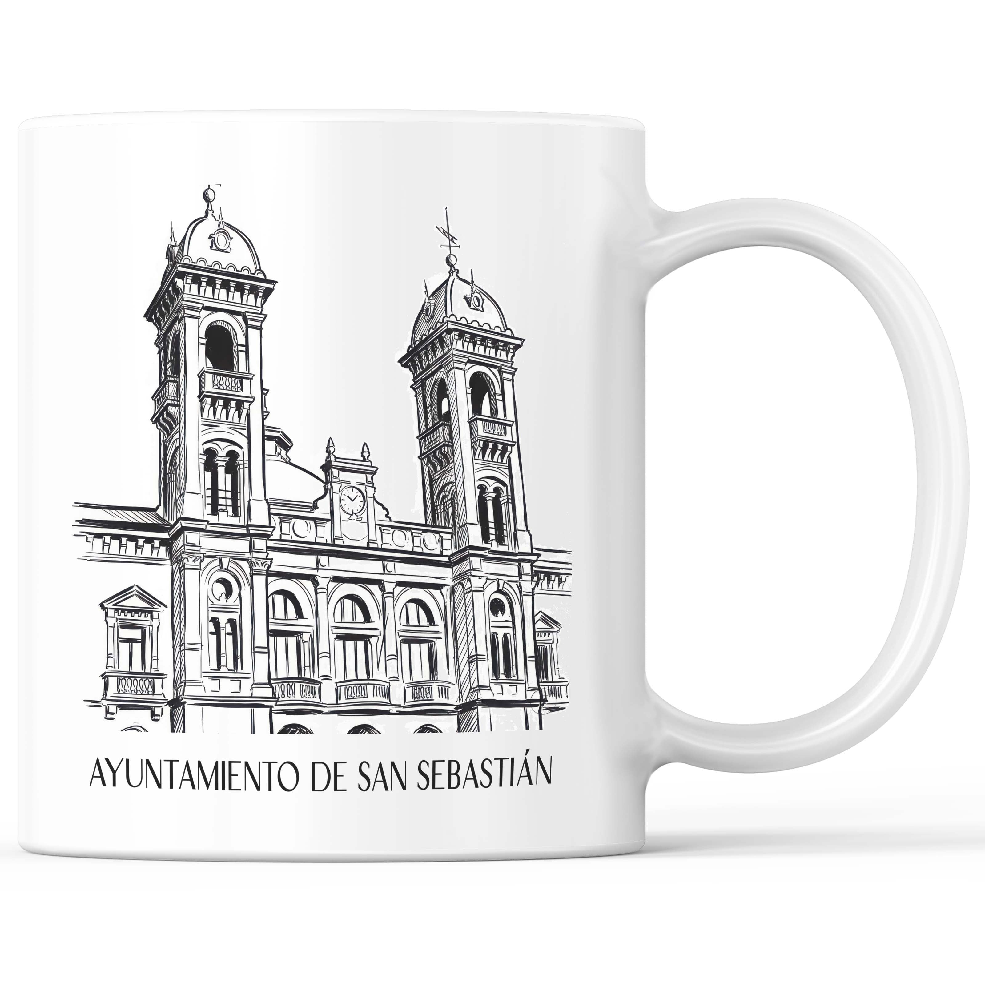 Ayuntamiento de San Sebastián Kaffeebecher - Spanien - Spanien Becher - Kaffeetasse im Skizze Stil - favplace