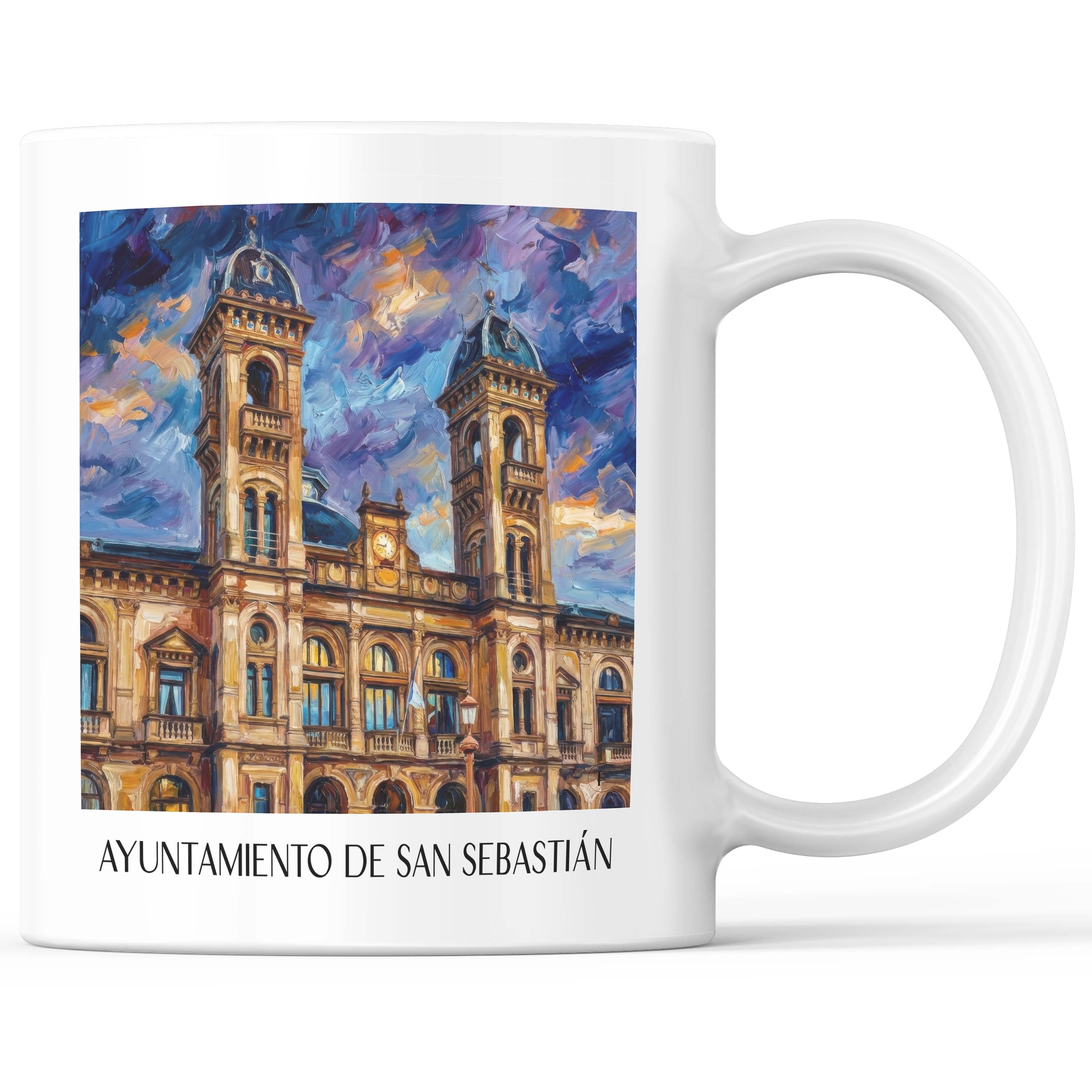 Ayuntamiento de San Sebastián Kaffeebecher - Spanien - Spanien Becher - Kaffeetasse im Ölgemälde Stil - favplace
