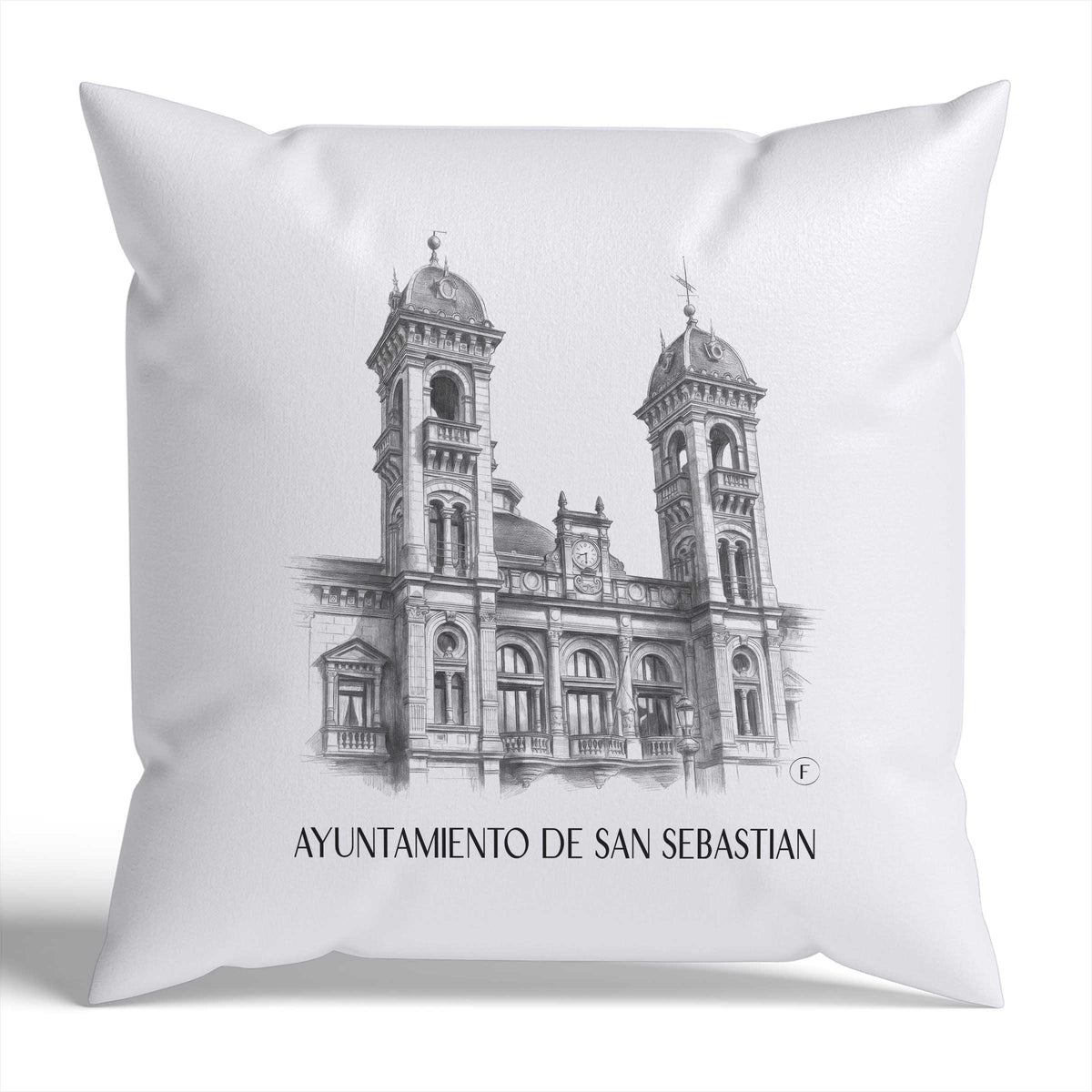 Ayuntamiento de San Sebastián Kissenhülle - Zierkissen Bezug - Spanien - Spanien Kissen bzw. Kissenbezug im Zeichnung Stil - favplace