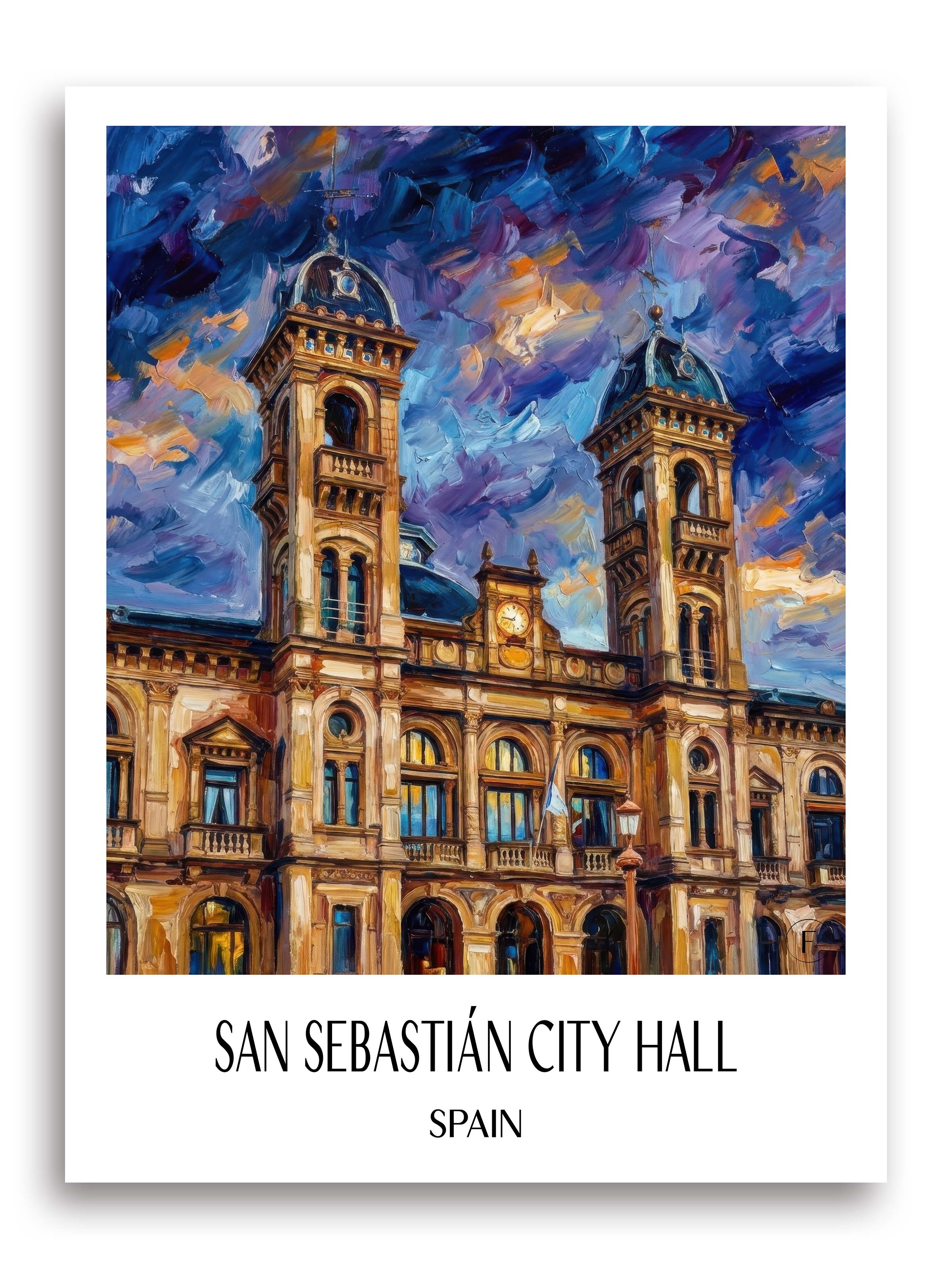 Ayuntamiento de San Sebastián Poster - Spanien - Spanien Kunstdruck - Ölgemälde von A4 bis A1 - favplace