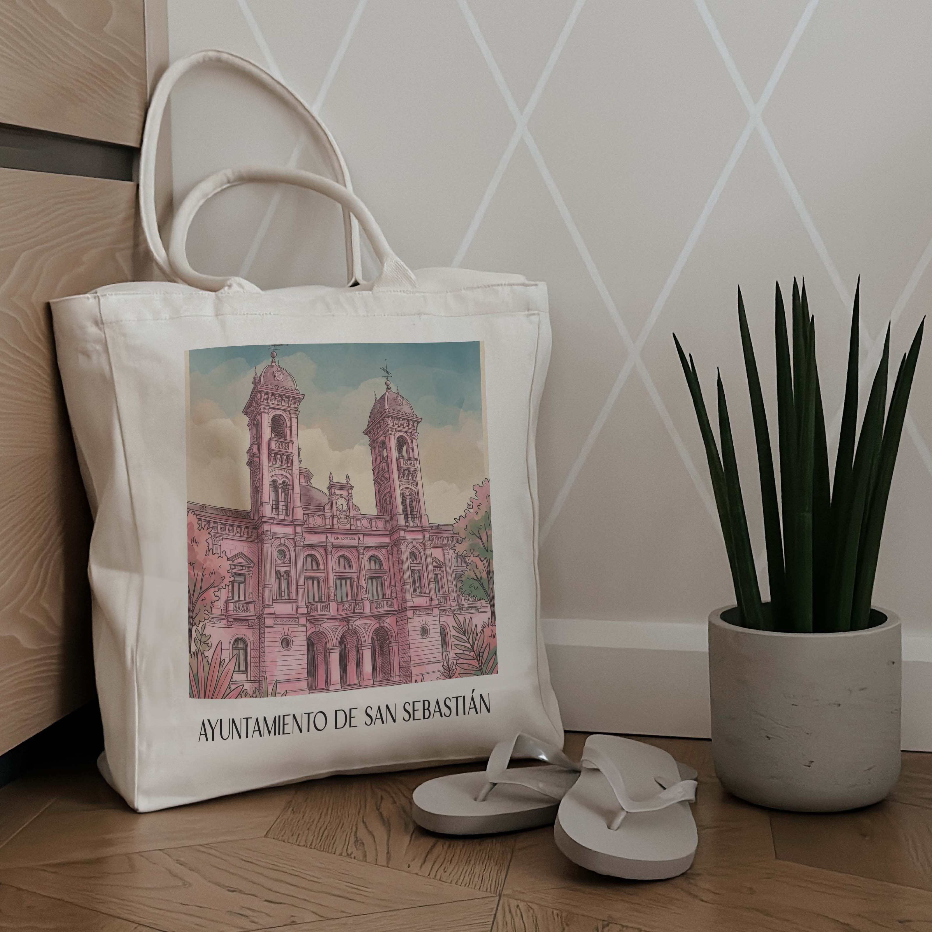 ayuntamiento-de-san-sebastián-spanien-spanien-und-spanien-einkaufstasche-aquarell-pink-rosa