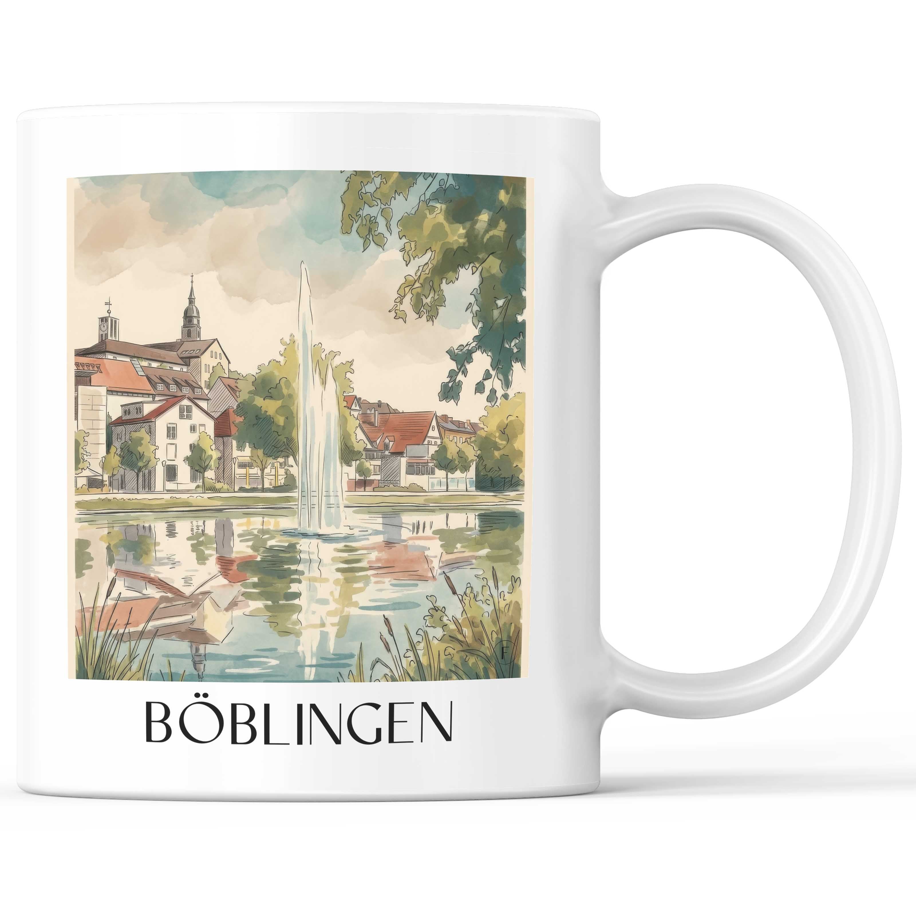 Böblingen - Deutschland Becher - Kaffeetasse im Aquarell Stil - favplace