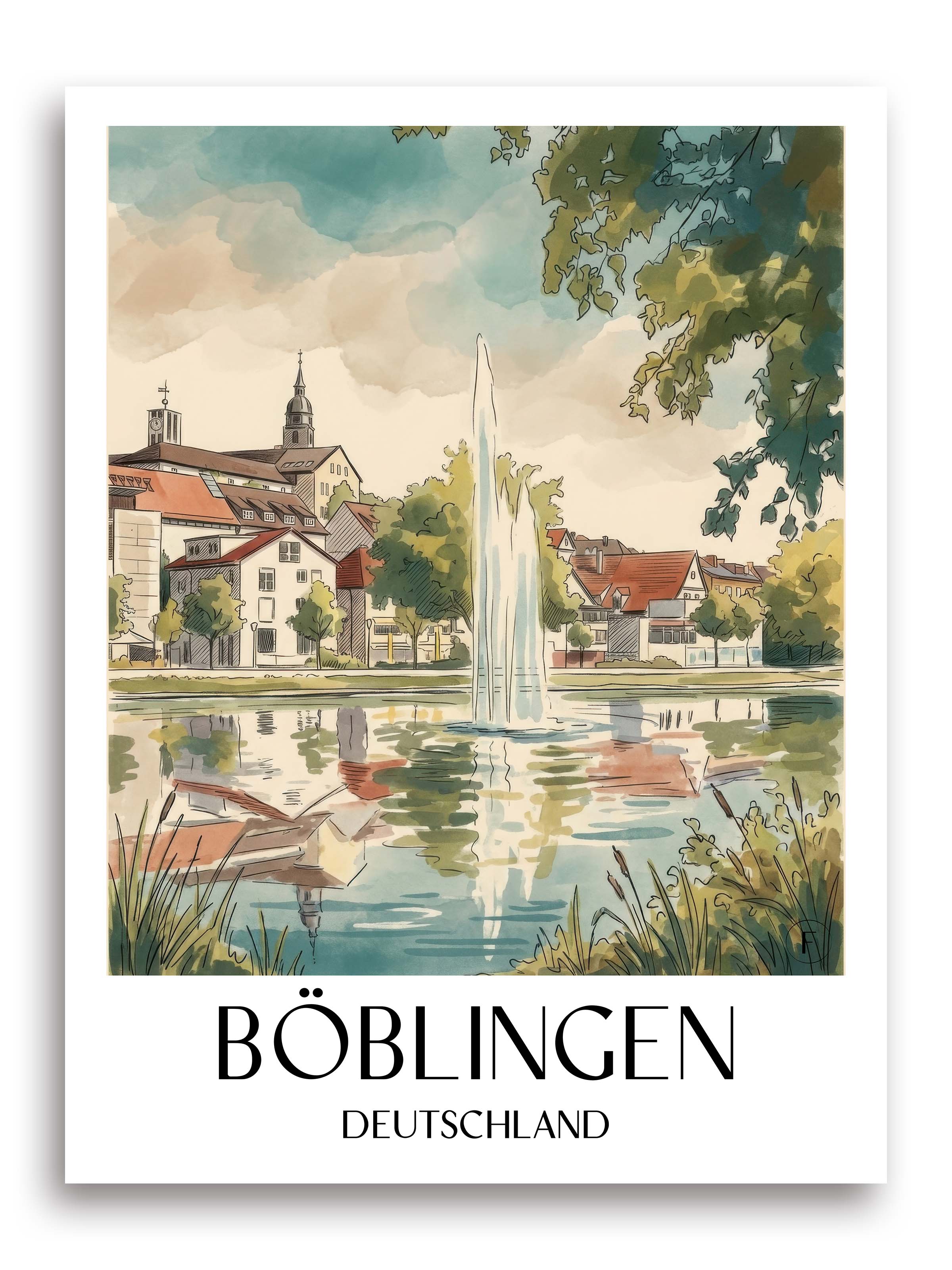 böblingen-deutschland-poster-aquarell