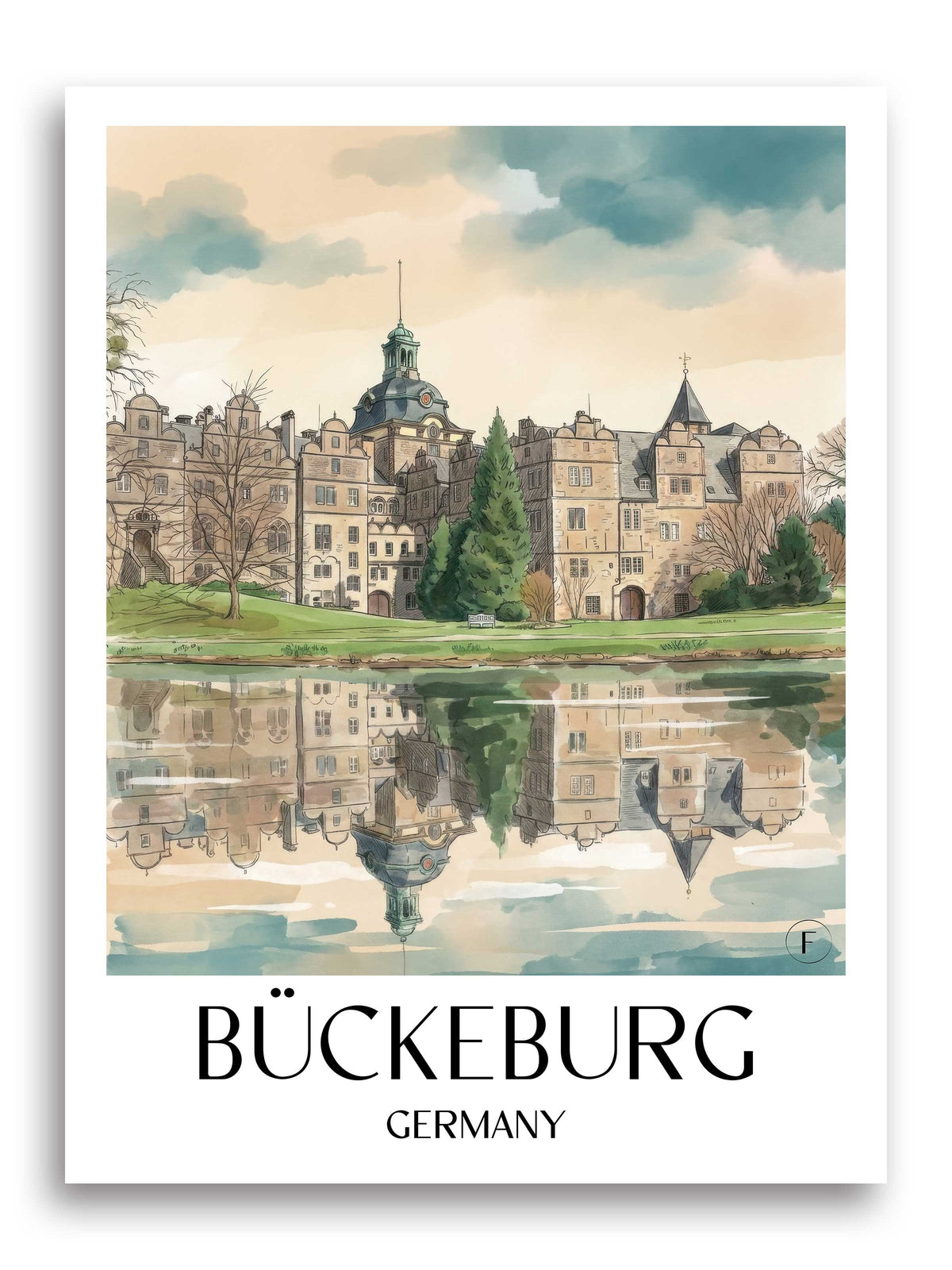 Bückeburg Poster - Niedersachsen - Deutschland Kunstdruck - Aquarell von A4 bis A1 - favplace