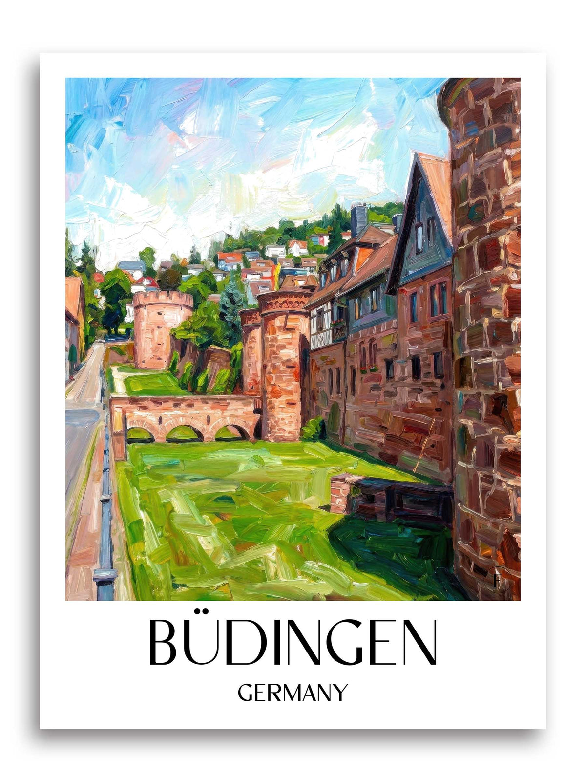 Büdingen Poster - Wetterau - Deutschland Kunstdruck - Ölgemälde von A4 bis A1 - favplace