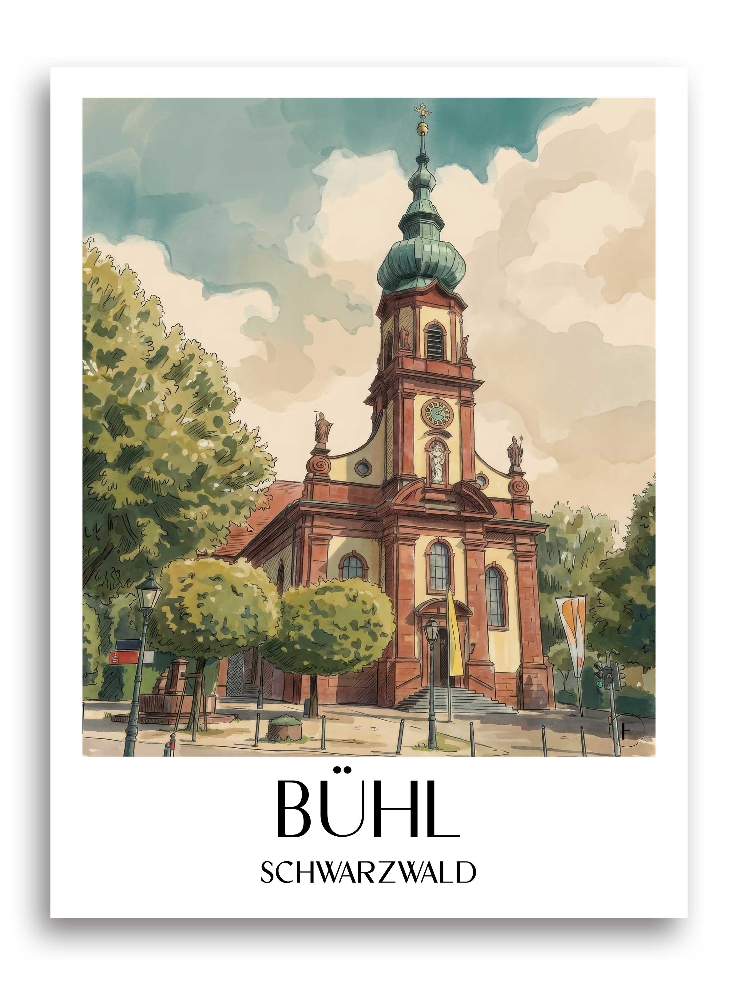 bühl-schwarzwald-deutschland-poster-aquarell