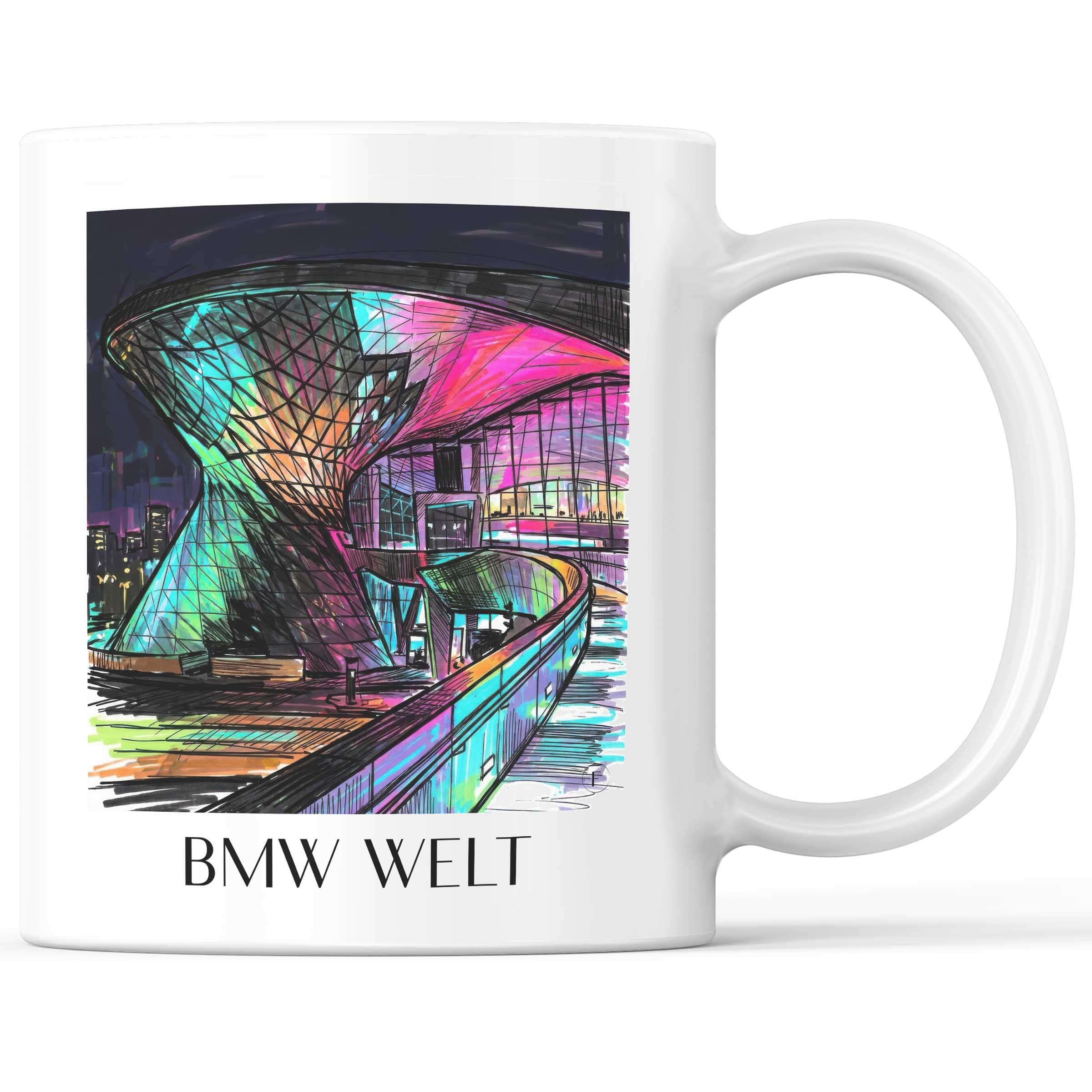 BMW Welt Kaffeebecher - München - Deutschland Becher - Kaffeetasse im Tag Graffiti Stil