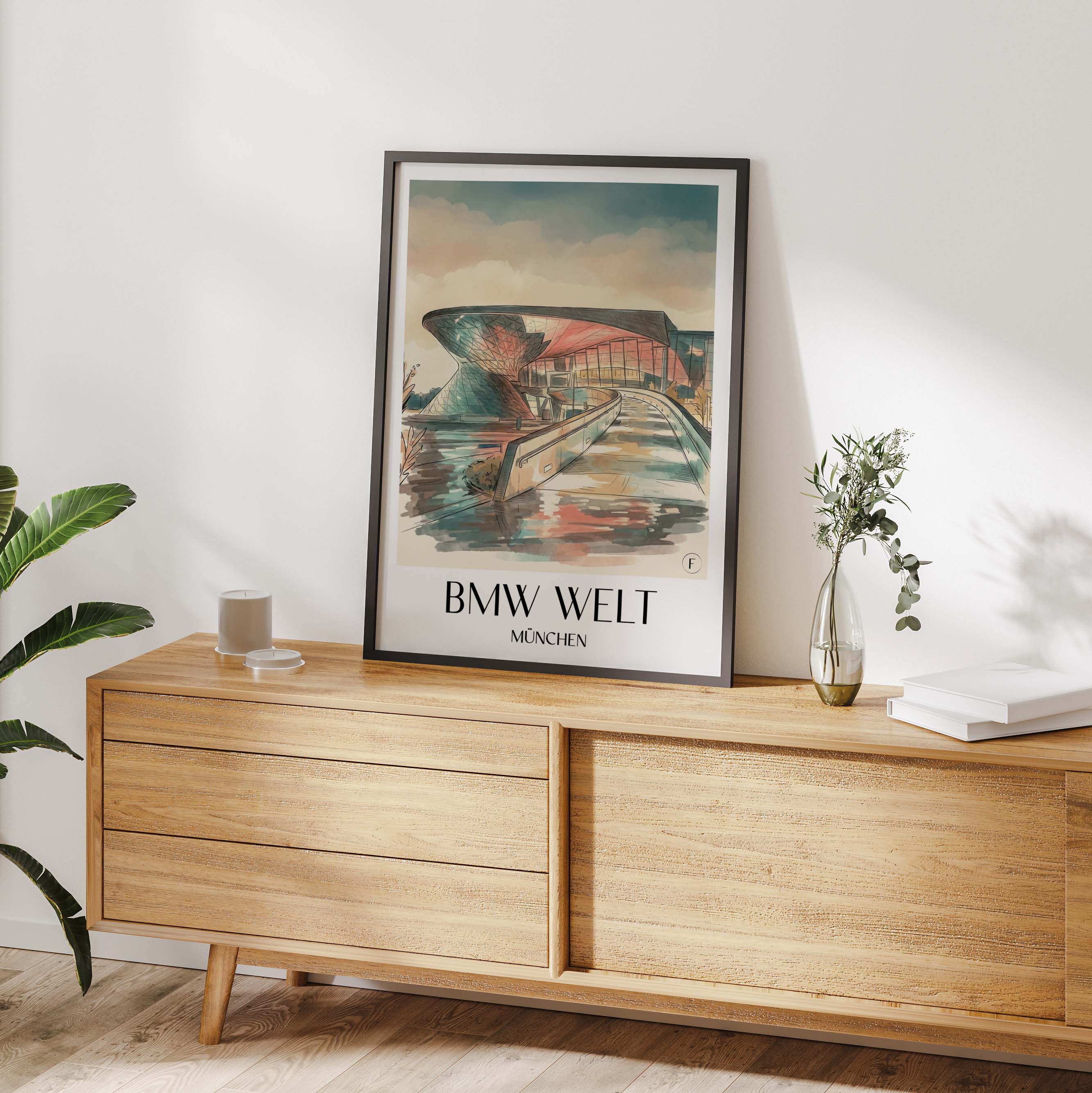 bmw-welt-münchen-deutschland-poster-aquarell