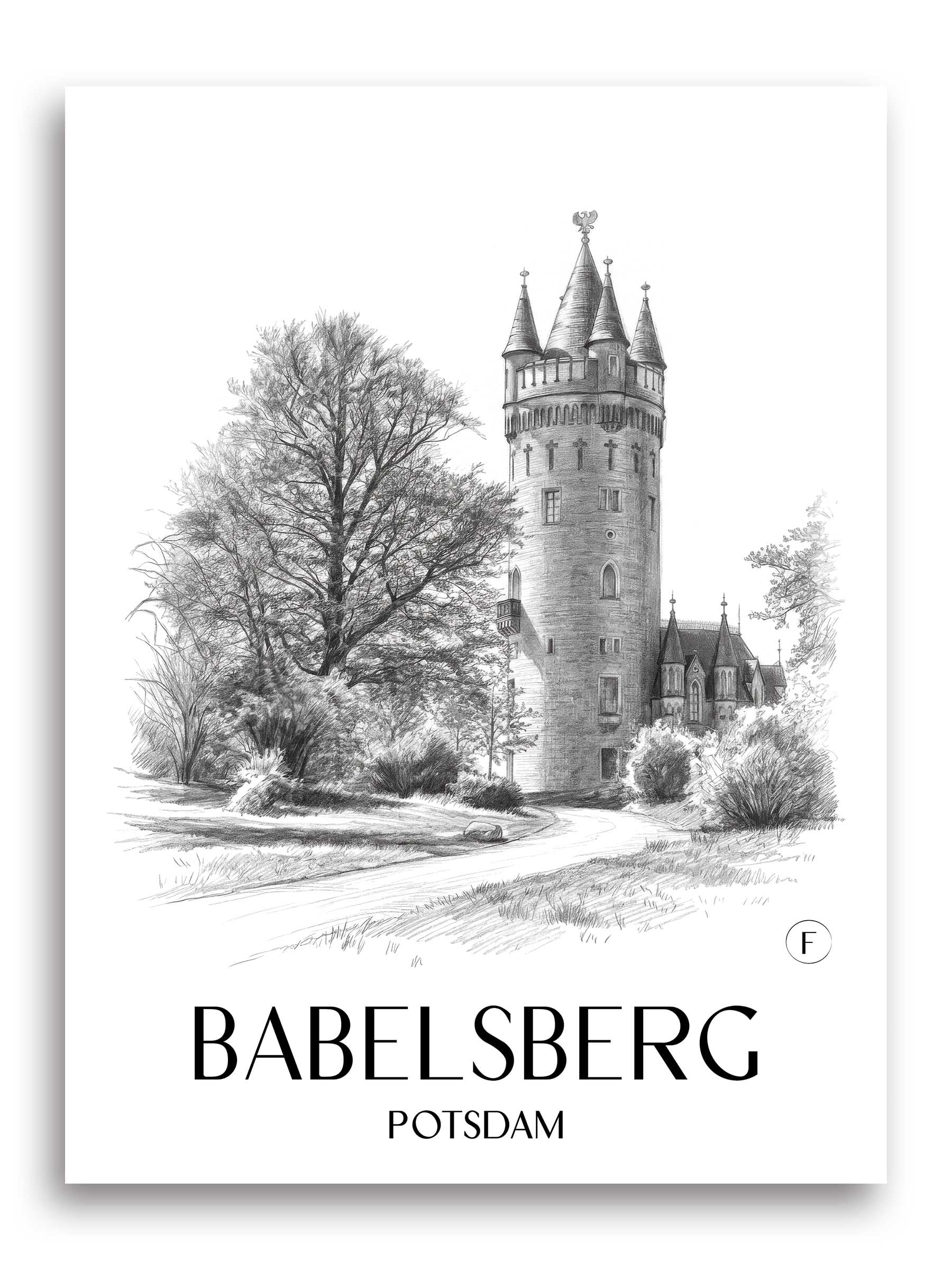 Babelsberg Poster - Potsdam - Deutschland Kunstdruck - Zeichnung von A4 bis A1